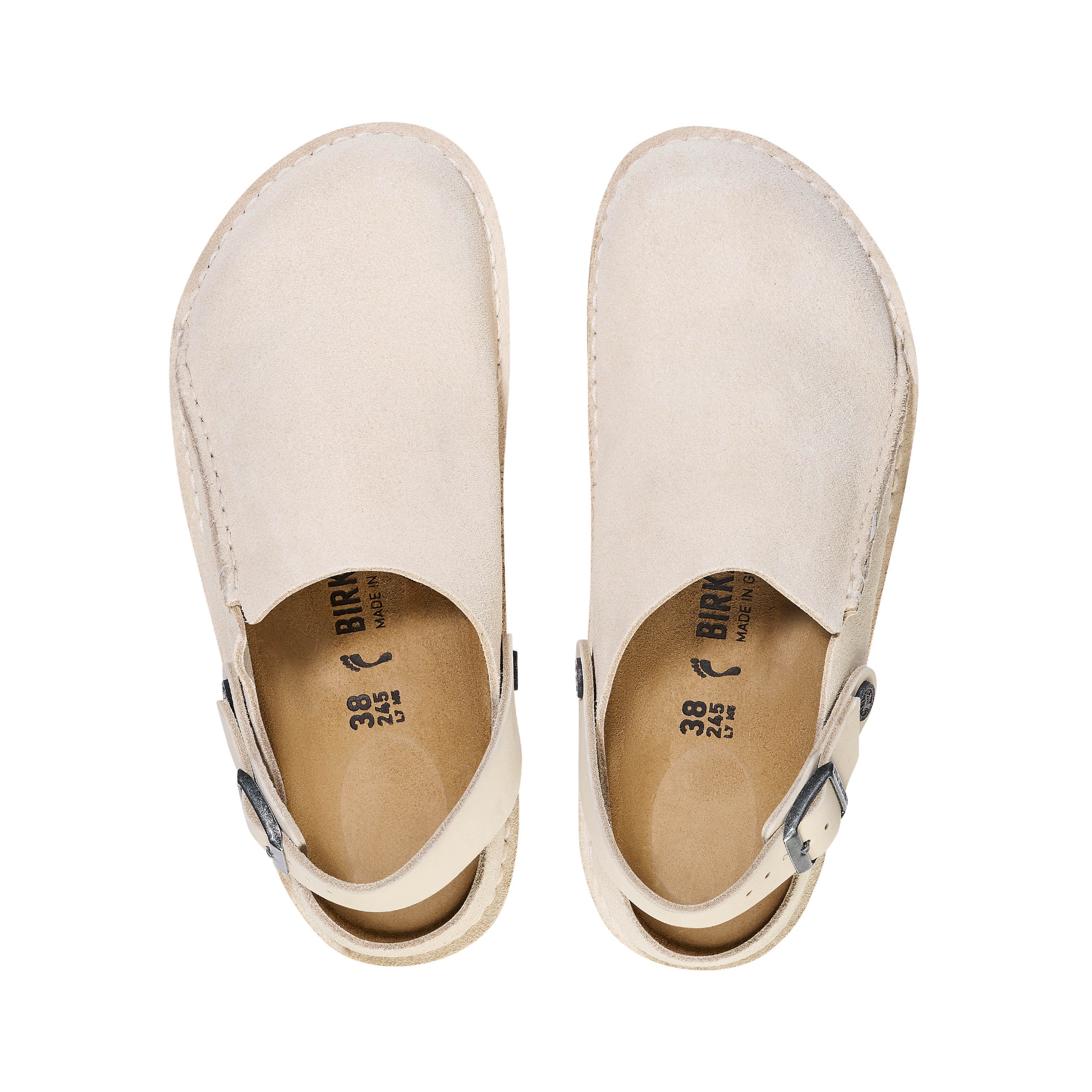 Birkenstock Lutry Eggshell Suede Leather top view