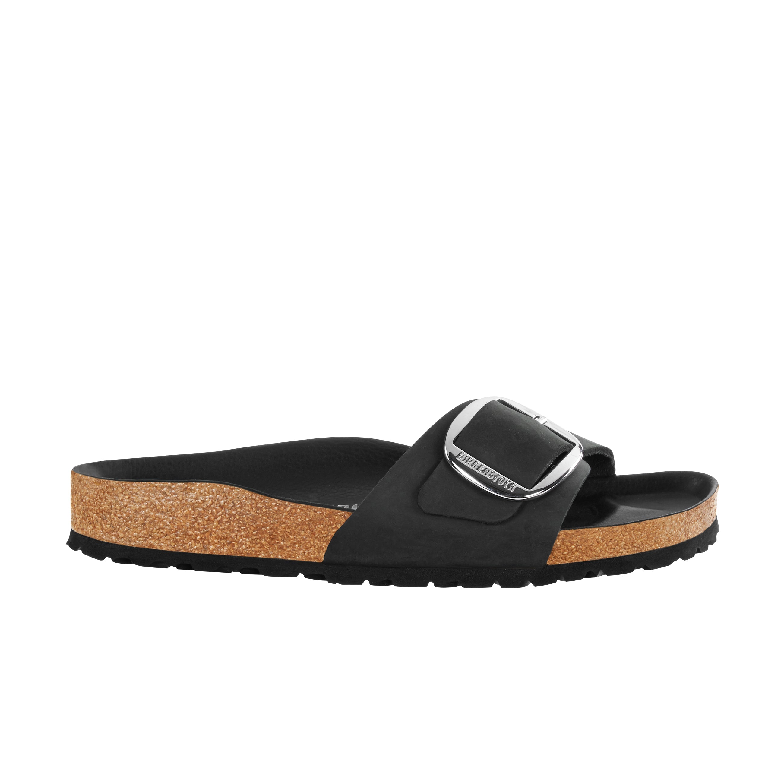 Birkenstock Madrid Big Buckle Black Oiled Leather side view