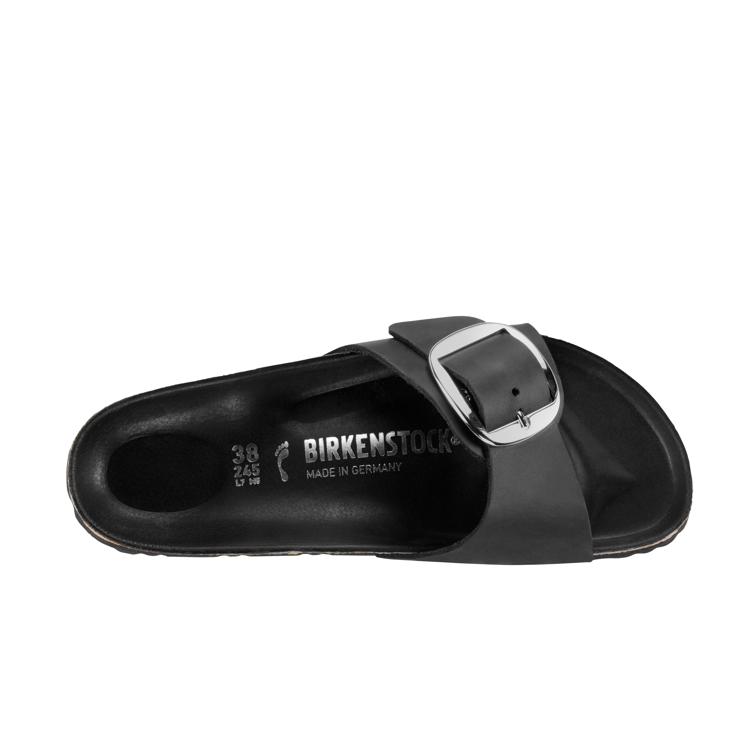 Birkenstock Madrid Big Buckle Black Oiled Leather top view