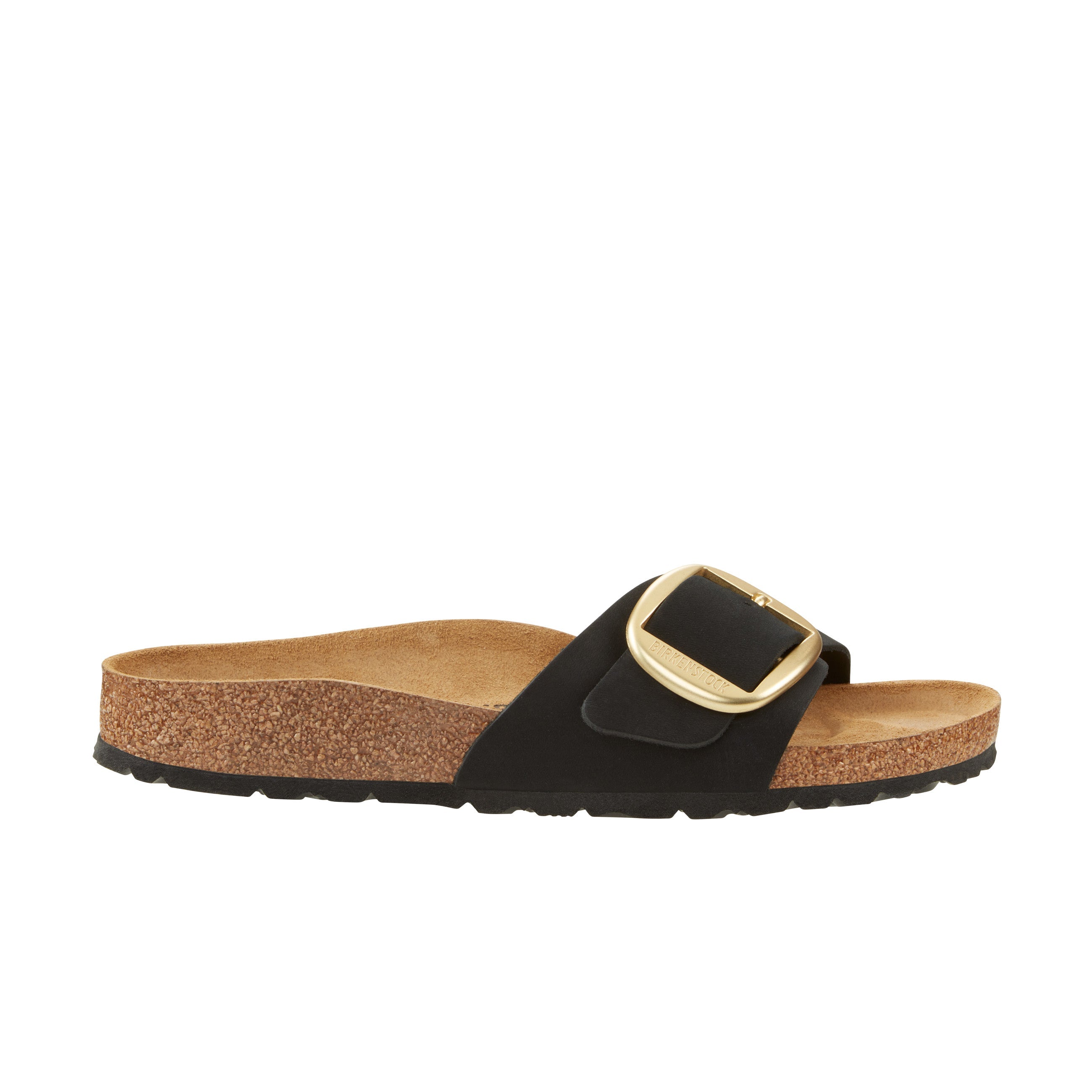 Birkenstock Madrid Big Buckle Black Nubuck Leather side view