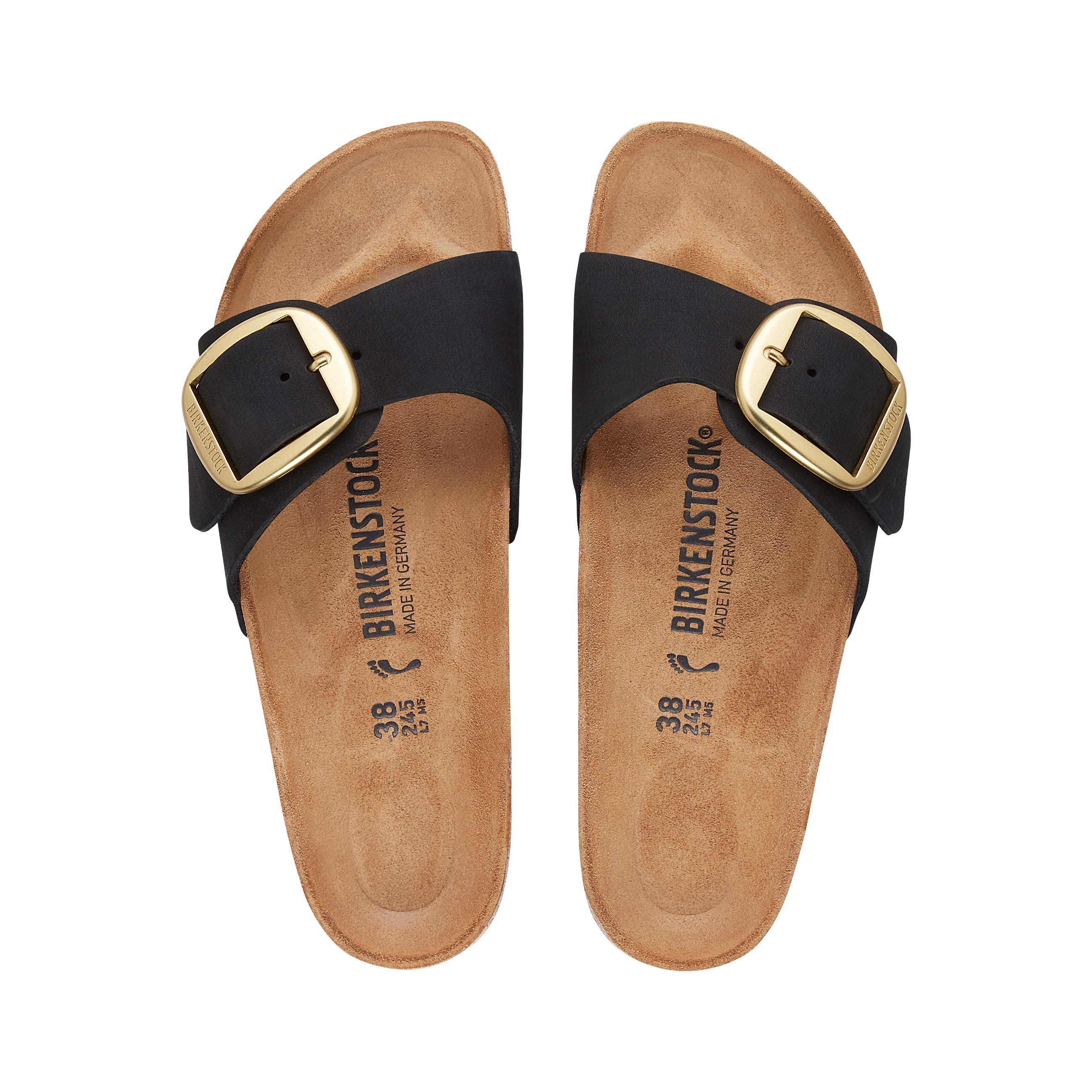 Birkenstock Madrid Big Buckle Black Nubuck Leather top view