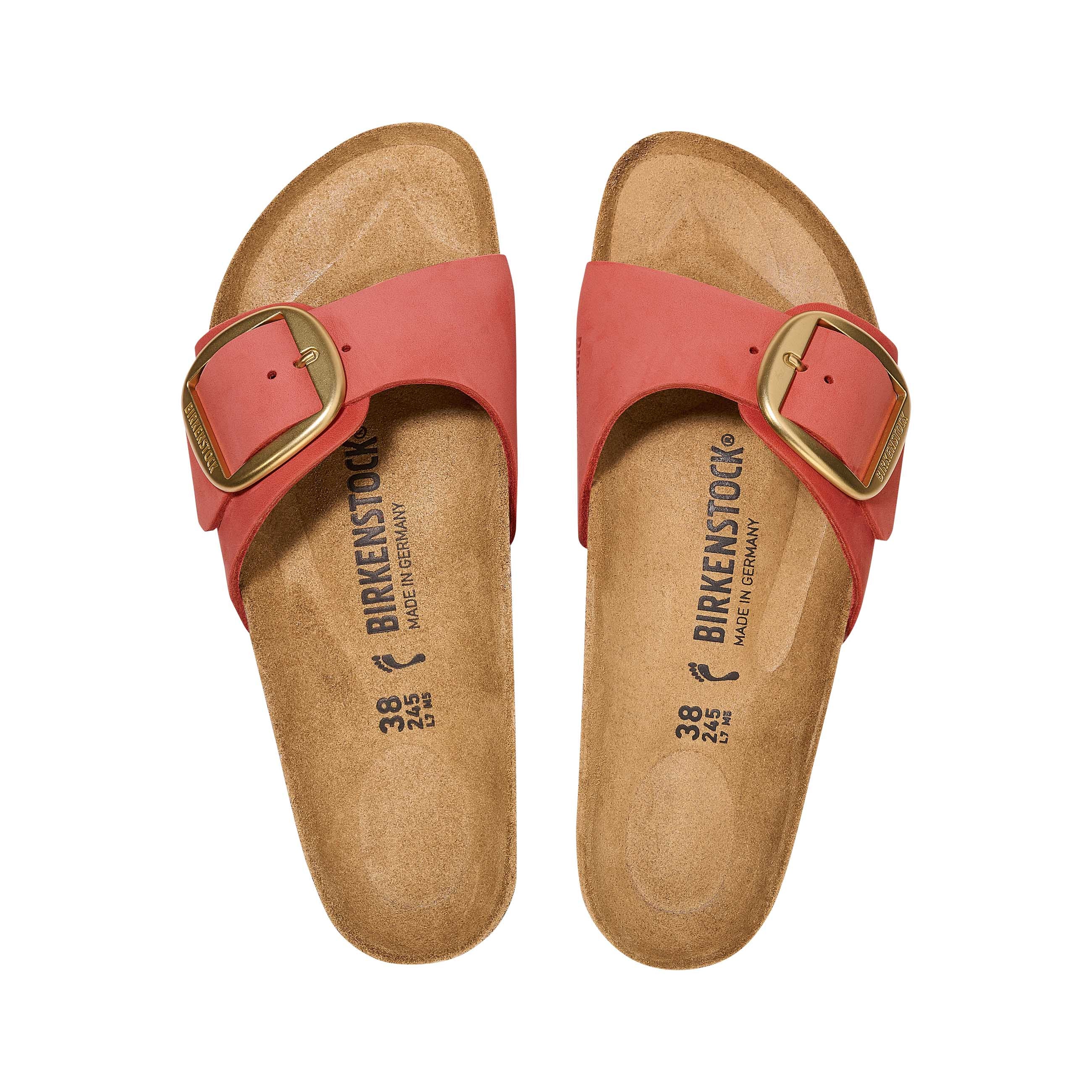 Birkenstock Madrid Big Buckle Mars Red Nubuck Leather top view