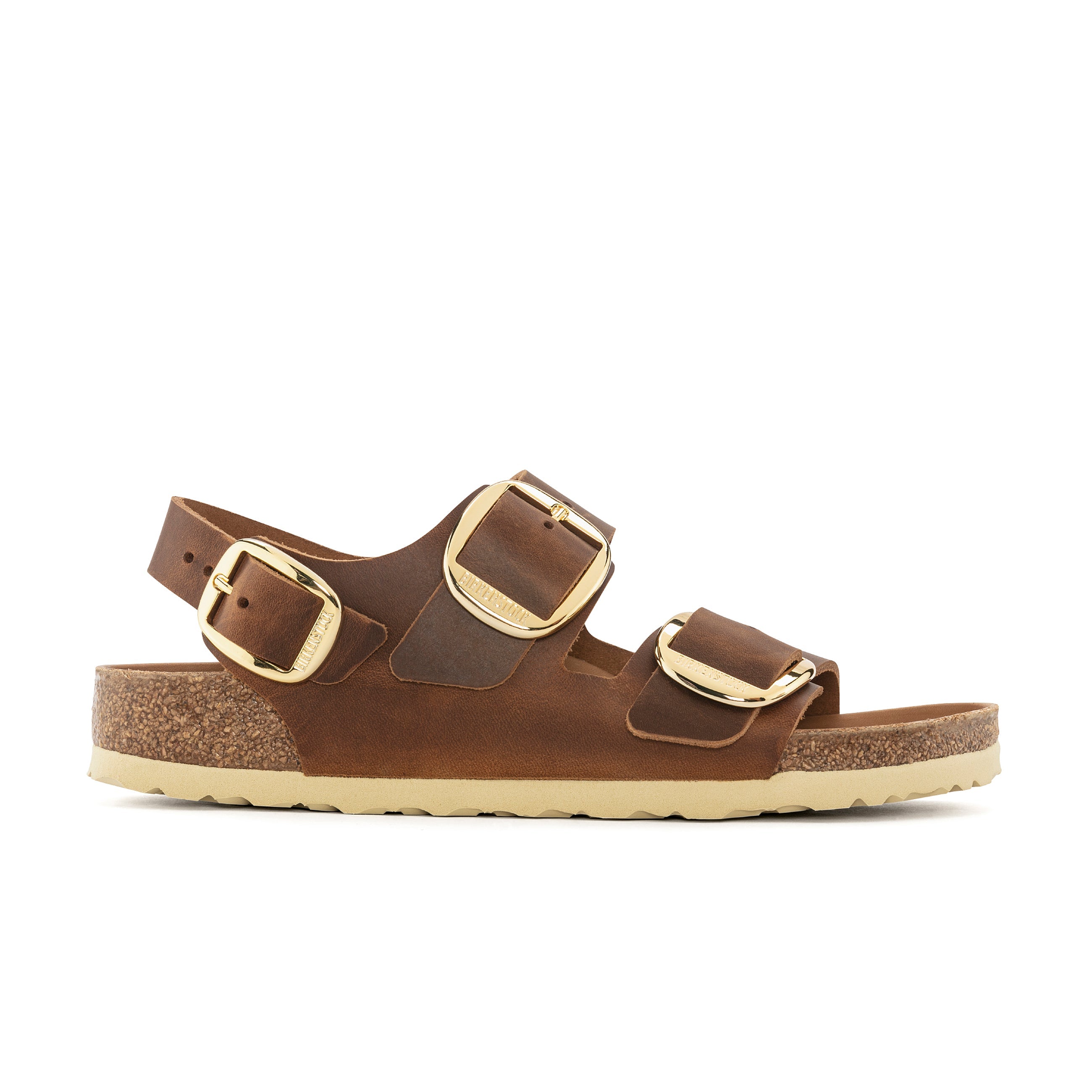 Birkenstock Milano Big Buckle Cognac Oiled Leather side view