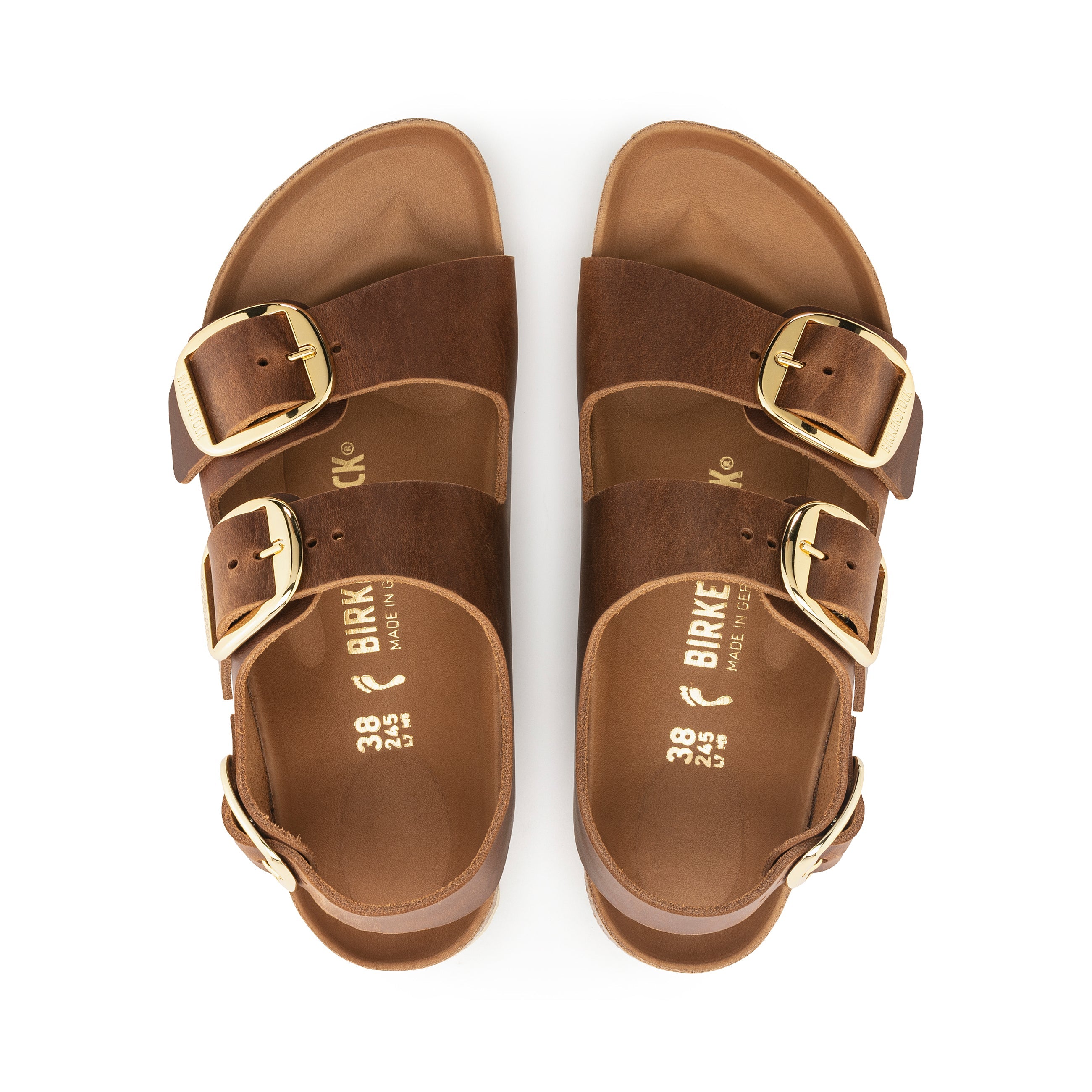 Birkenstock Milano Big Buckle Cognac Oiled Leather top view