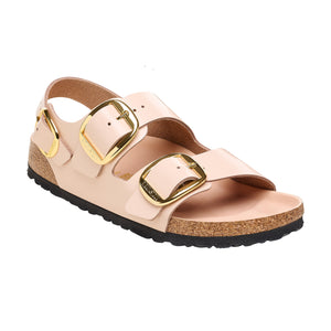 Birkenstock Milano Big Buckle High Shine New Beige Natural Leather Patent