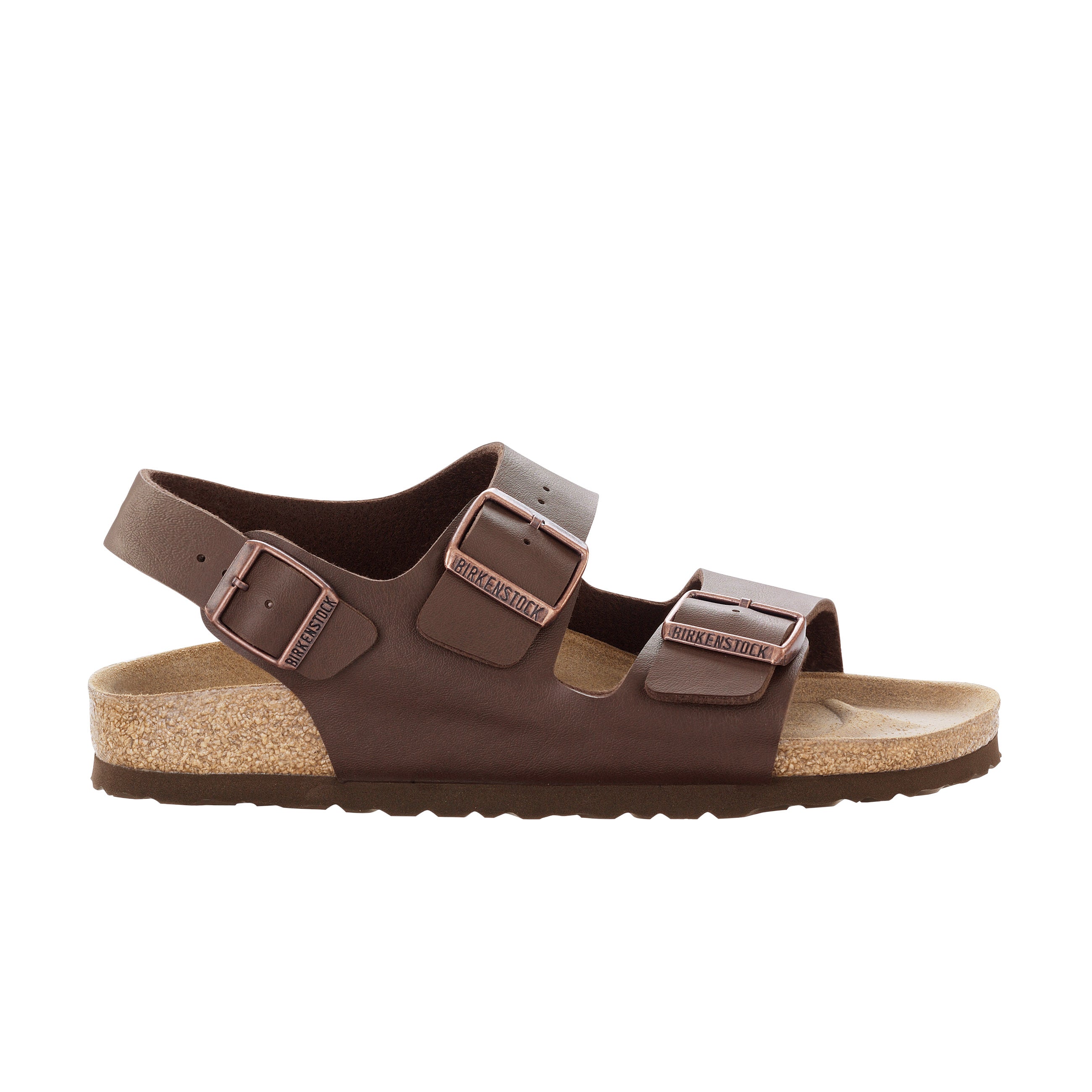 Birkenstock Milano Dark Brown Birko-Flor side view