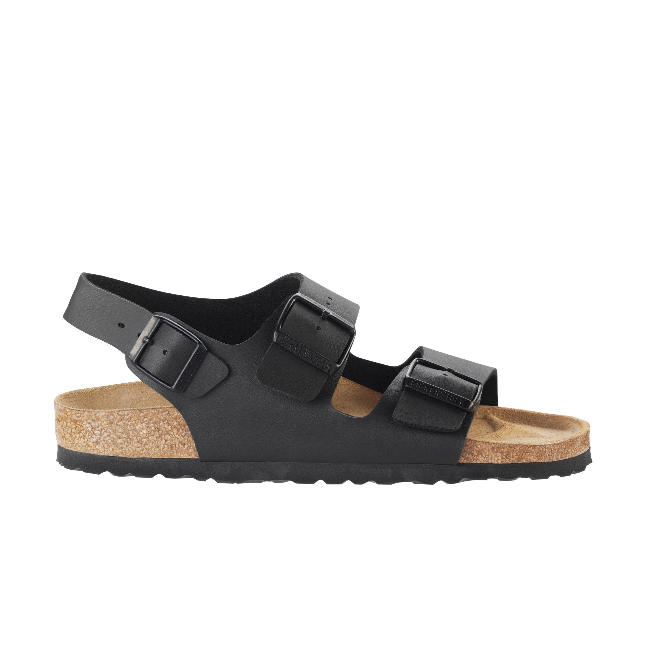 Birkenstock Milano Black Birko-Flor side view