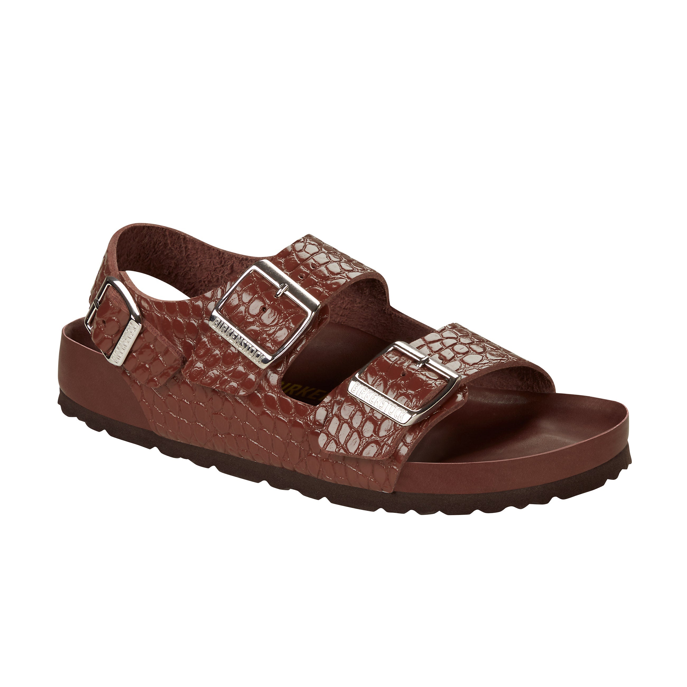 Birkenstock Milano Exquisite Hot Chocolate Embossed Natural Leather