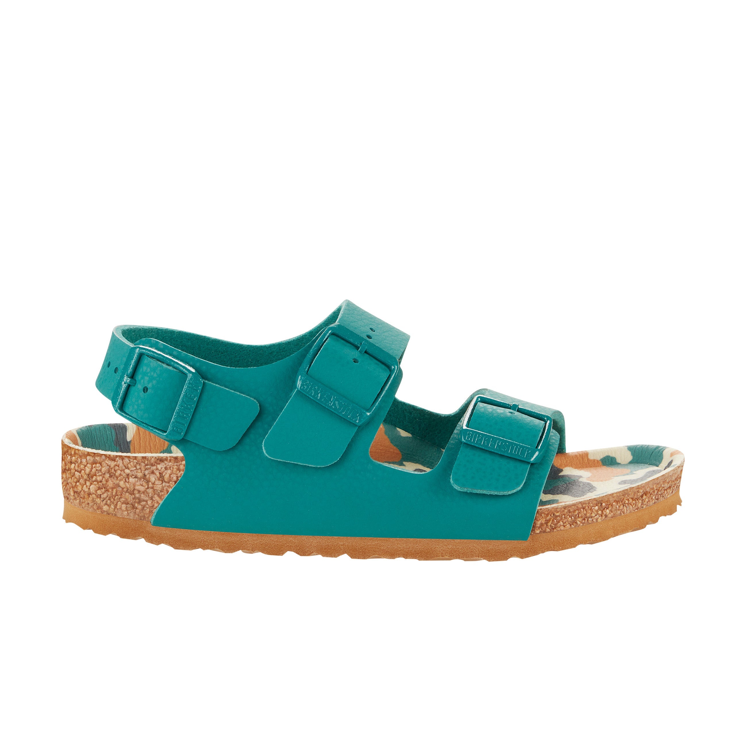 Birkenstock Milano Kids Camo Dark Teal Birko-Flor side view