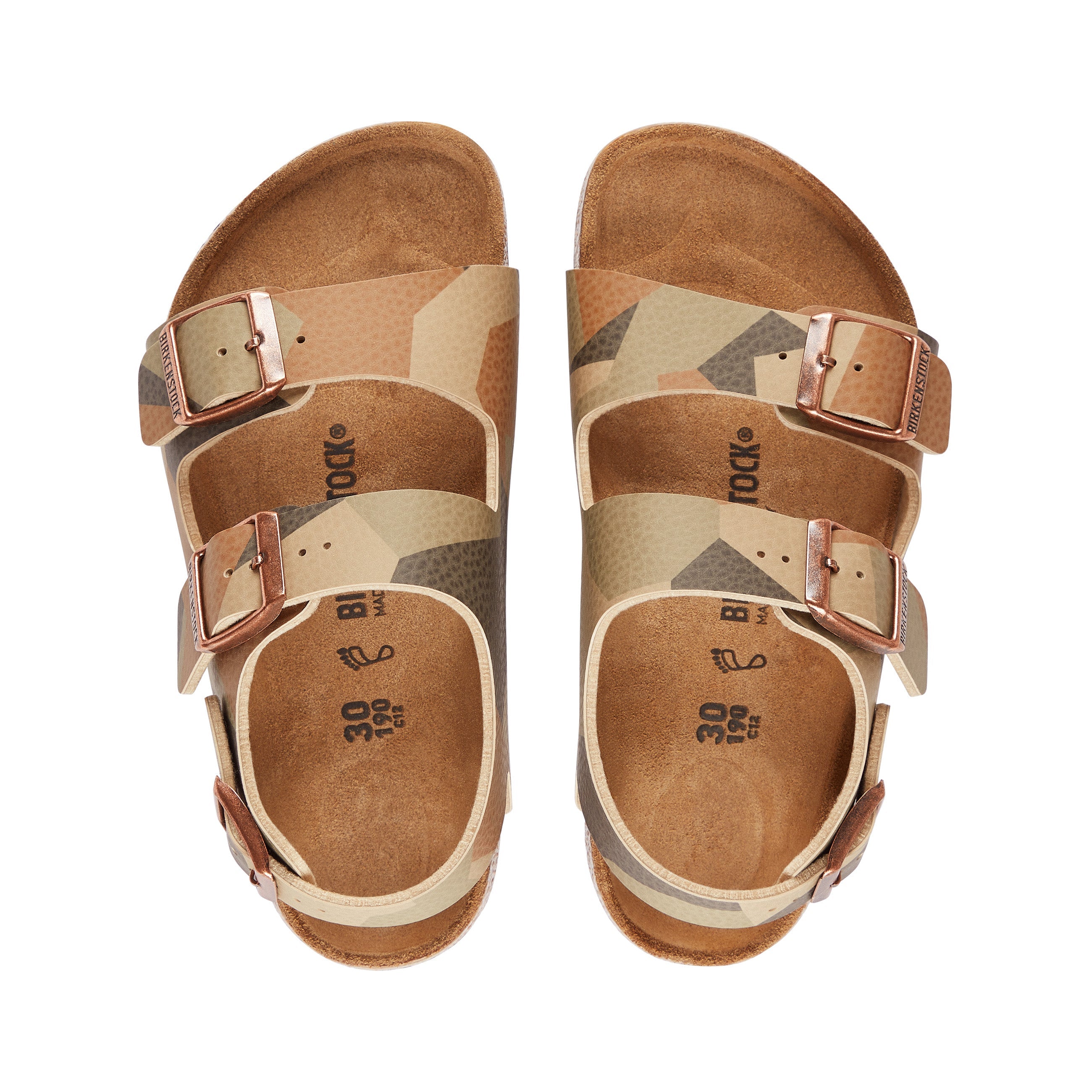 Birkenstock Milano Kids Camo Mulitcolour/Brown Birko-Flor top view