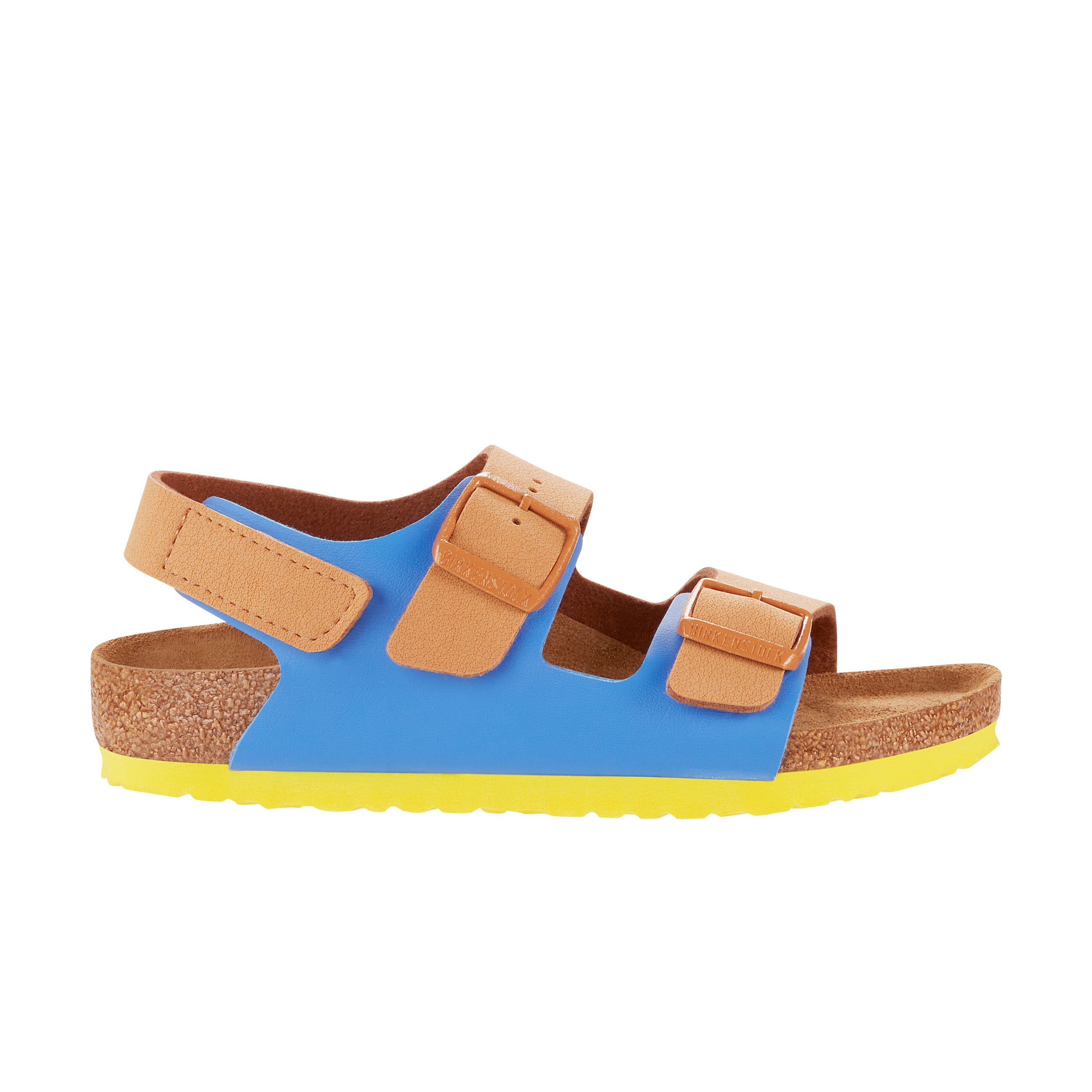 Birkenstock Milano Kids Caramel/Ultra Blue Birko-Flor side view