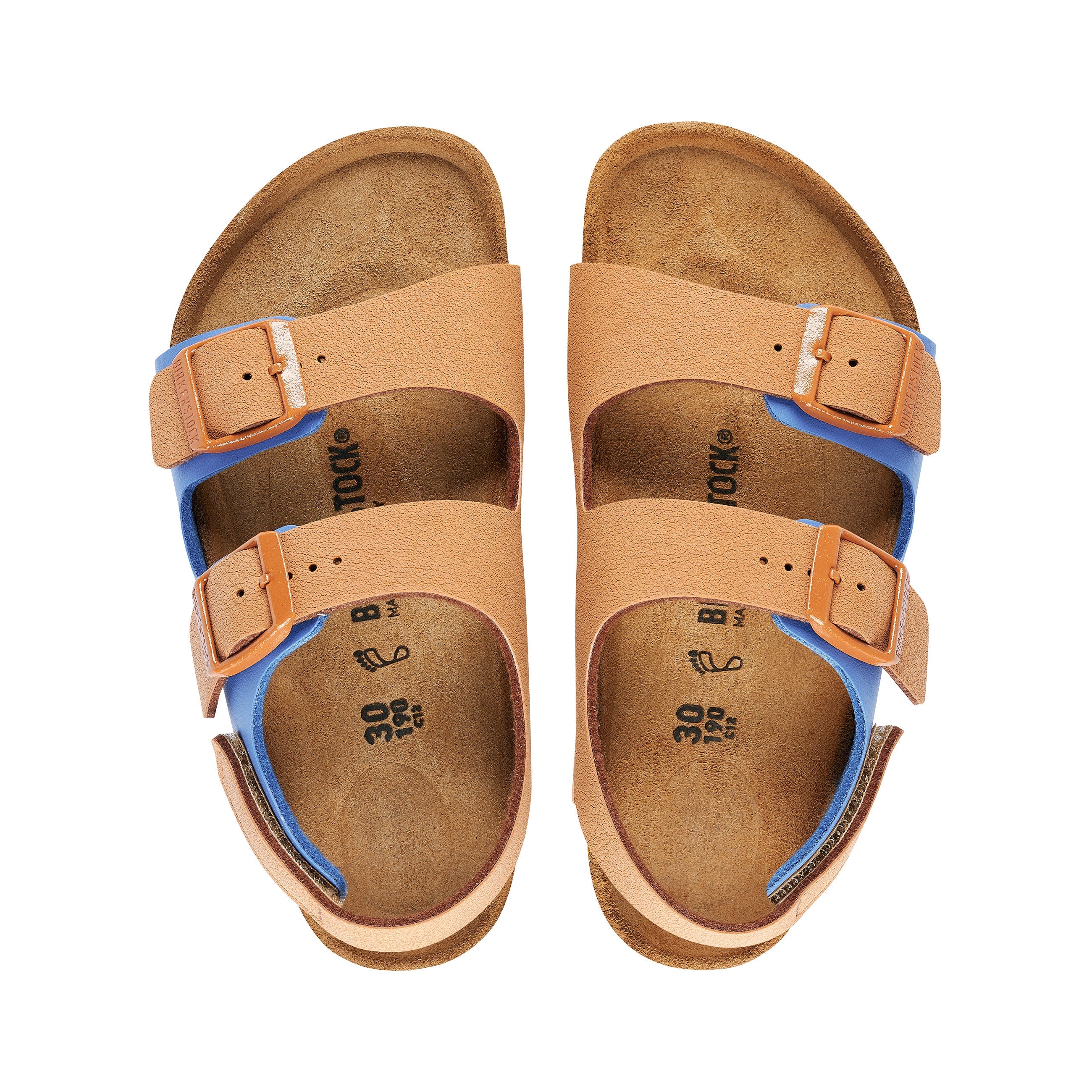 Birkenstock Milano Kids Caramel/Ultra Blue Birko-Flor top view