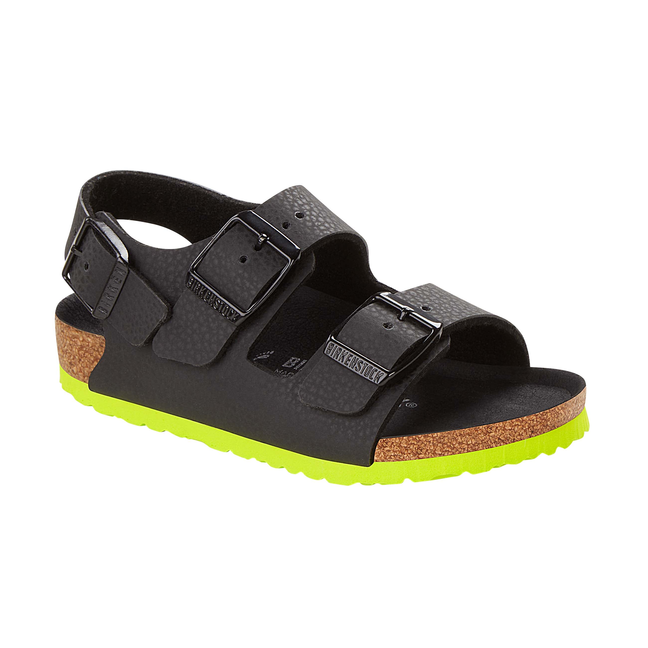 Birkenstock Milano Kids Desert Soil Black/Lime Birko-Flor