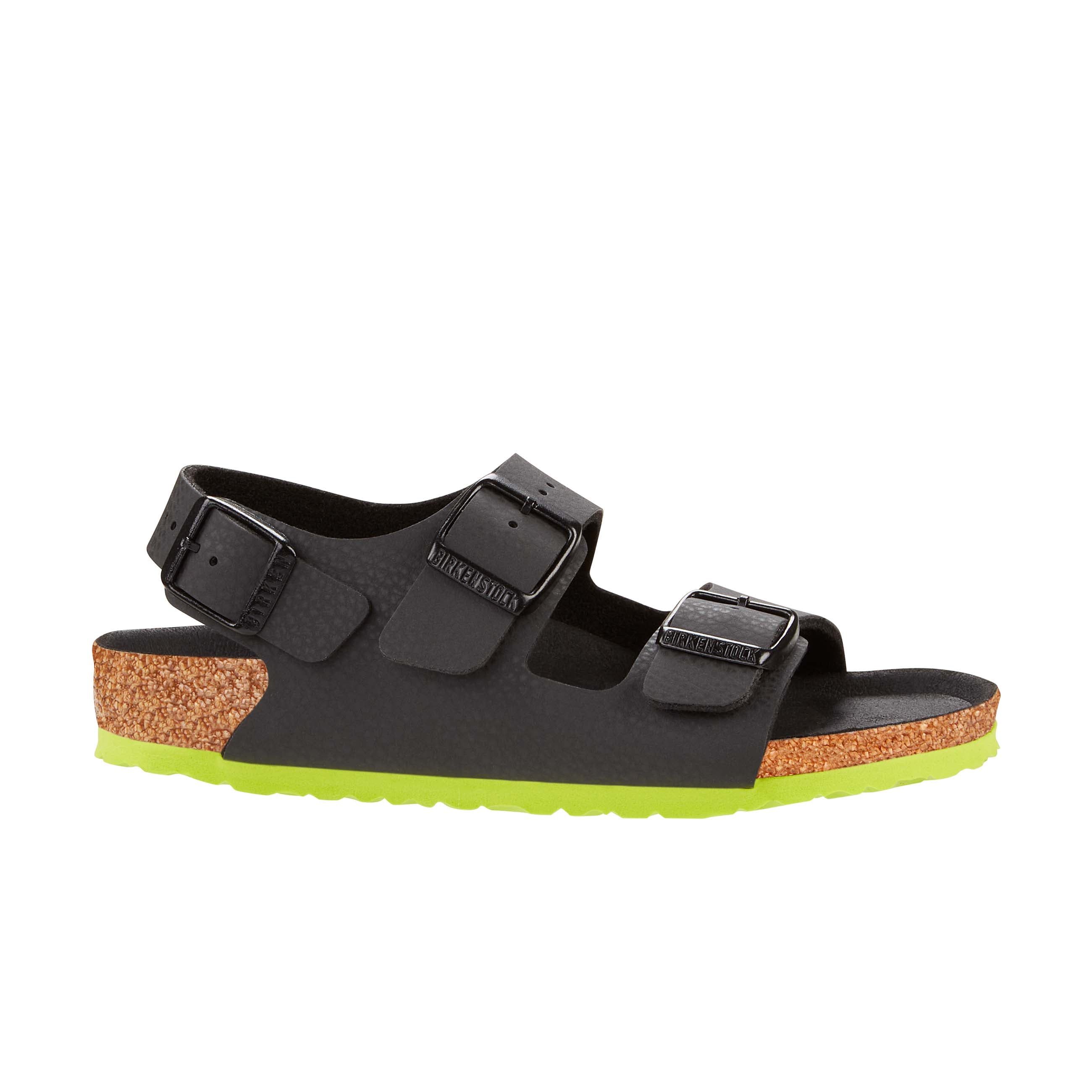 Birkenstock Milano Kids Desert Soil Black/Lime Birko-Flor side view