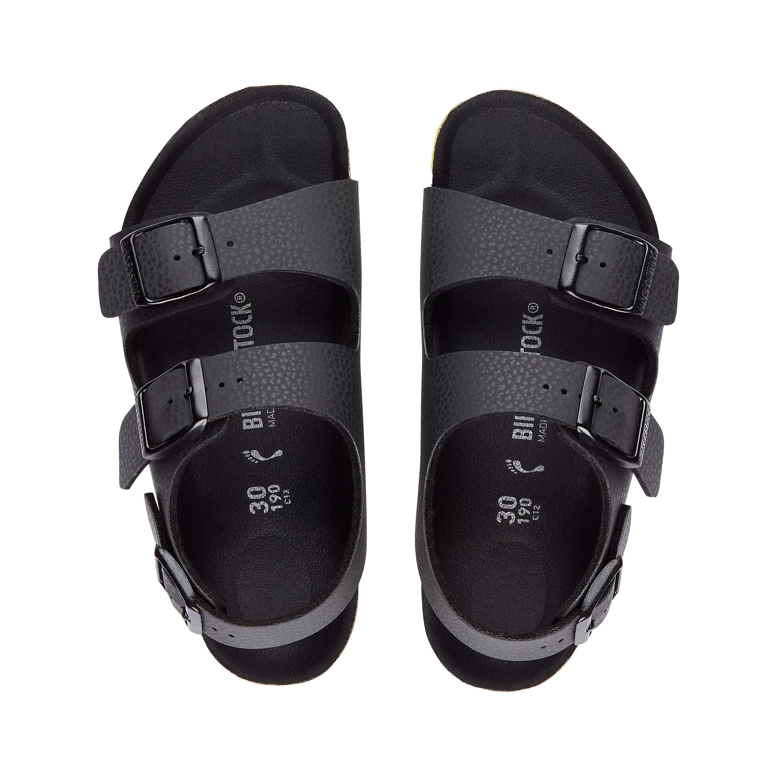 Birkenstock Milano Kids Desert Soil Black/Lime Birko-Flor top view