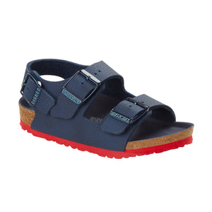 Birkenstock Milano Kids Desert Soil Blue Red Sole Birko-Flor