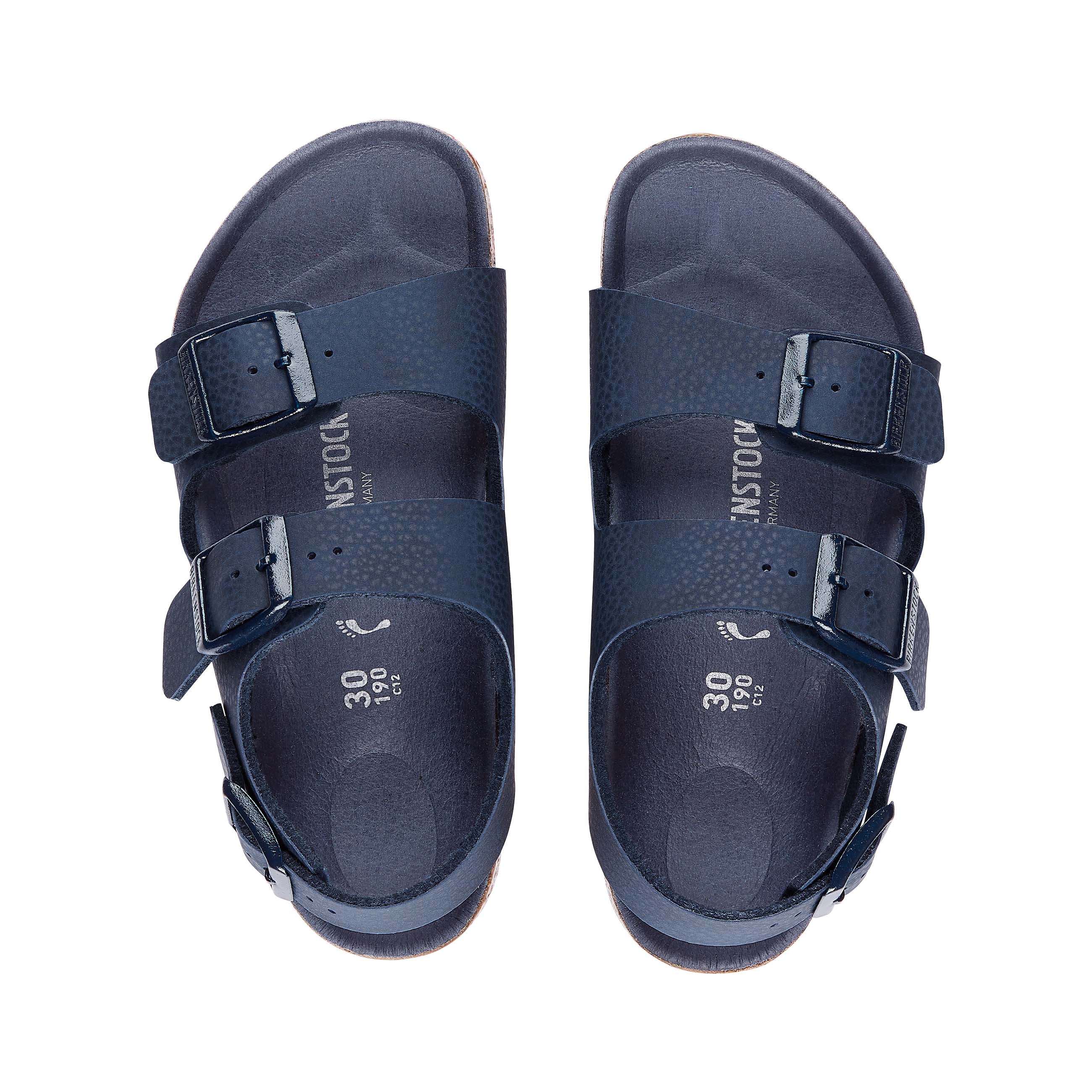 Birkenstock Milano Kids Desert Soil Blue Red Sole Birko-Flor top view