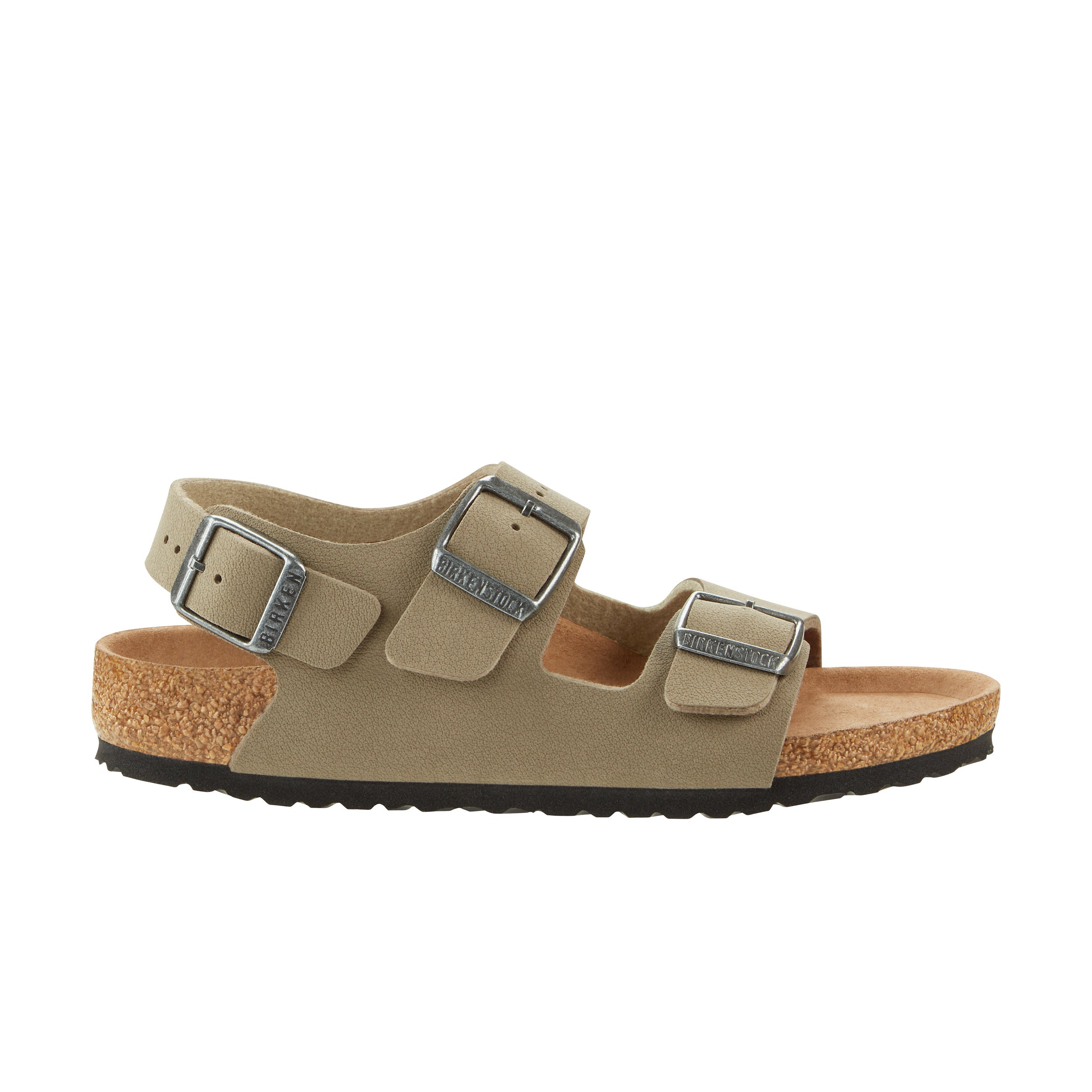 Birkenstock Milano Kids Vegan BirkiBuc Earthy Faded Khaki side view