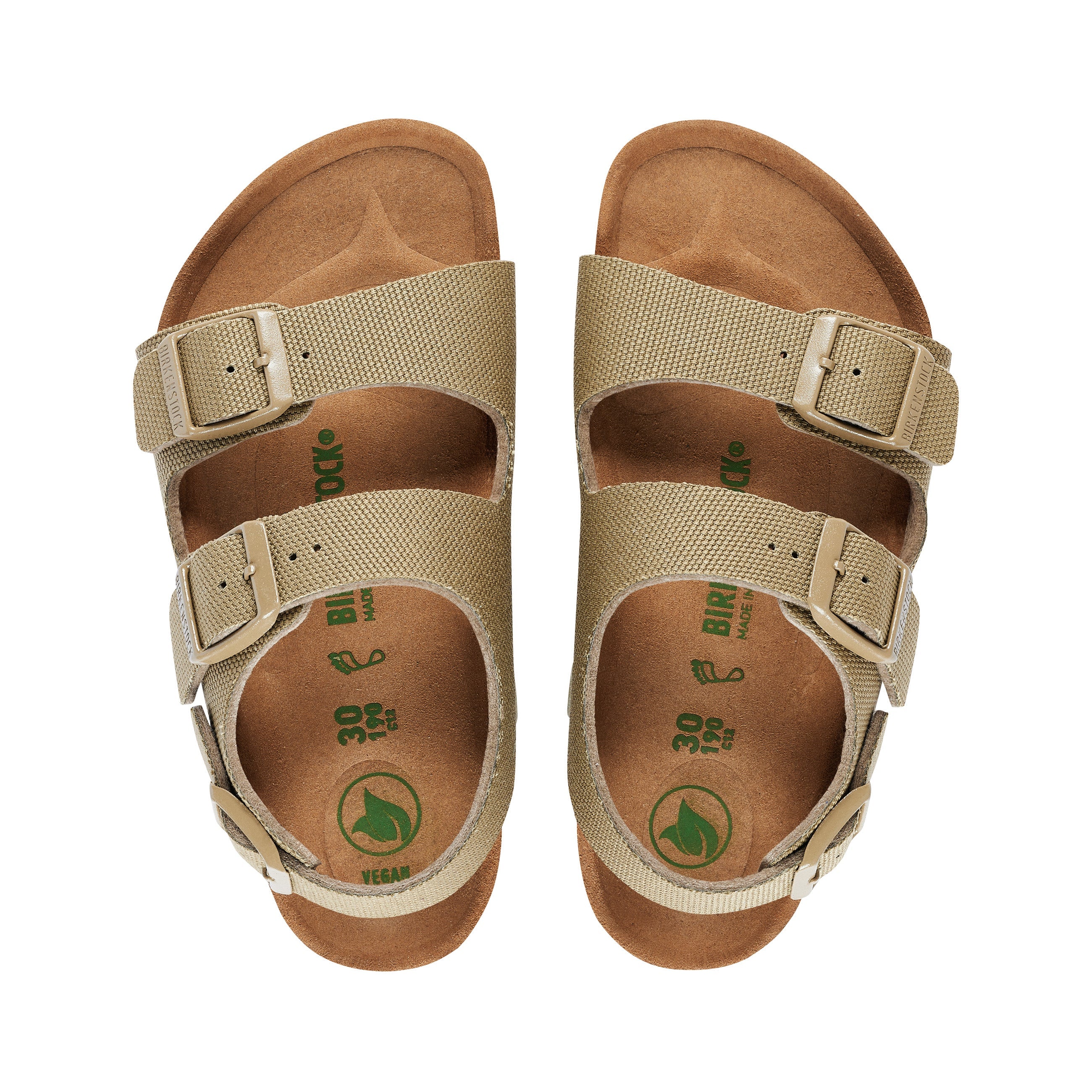 Birkenstock Milano Kids Vegan Canvas Textile Faded Khaki top view