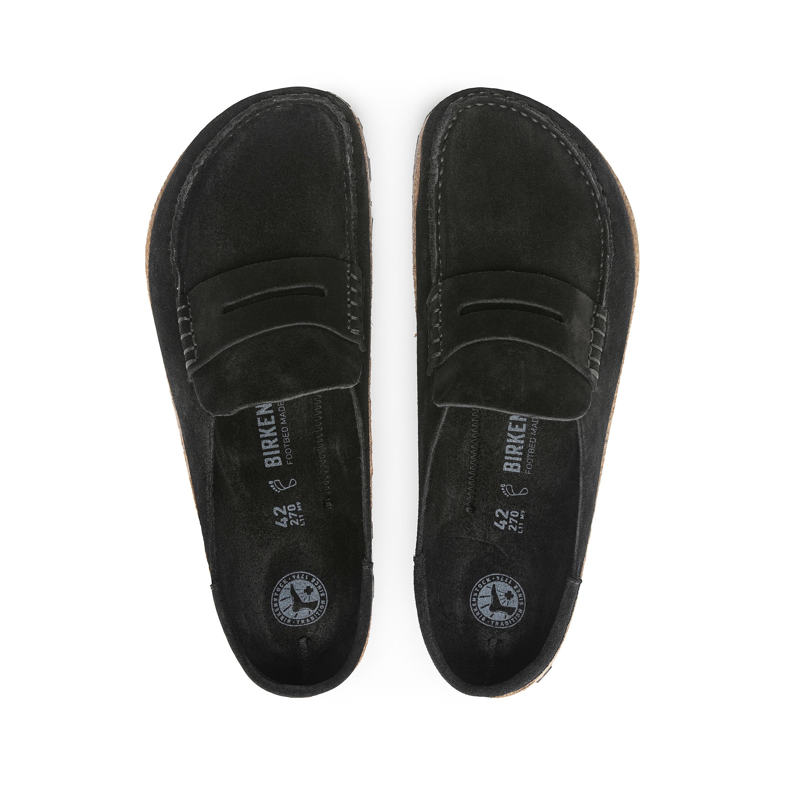 Birkenstock Naples Black Suede Leather top view