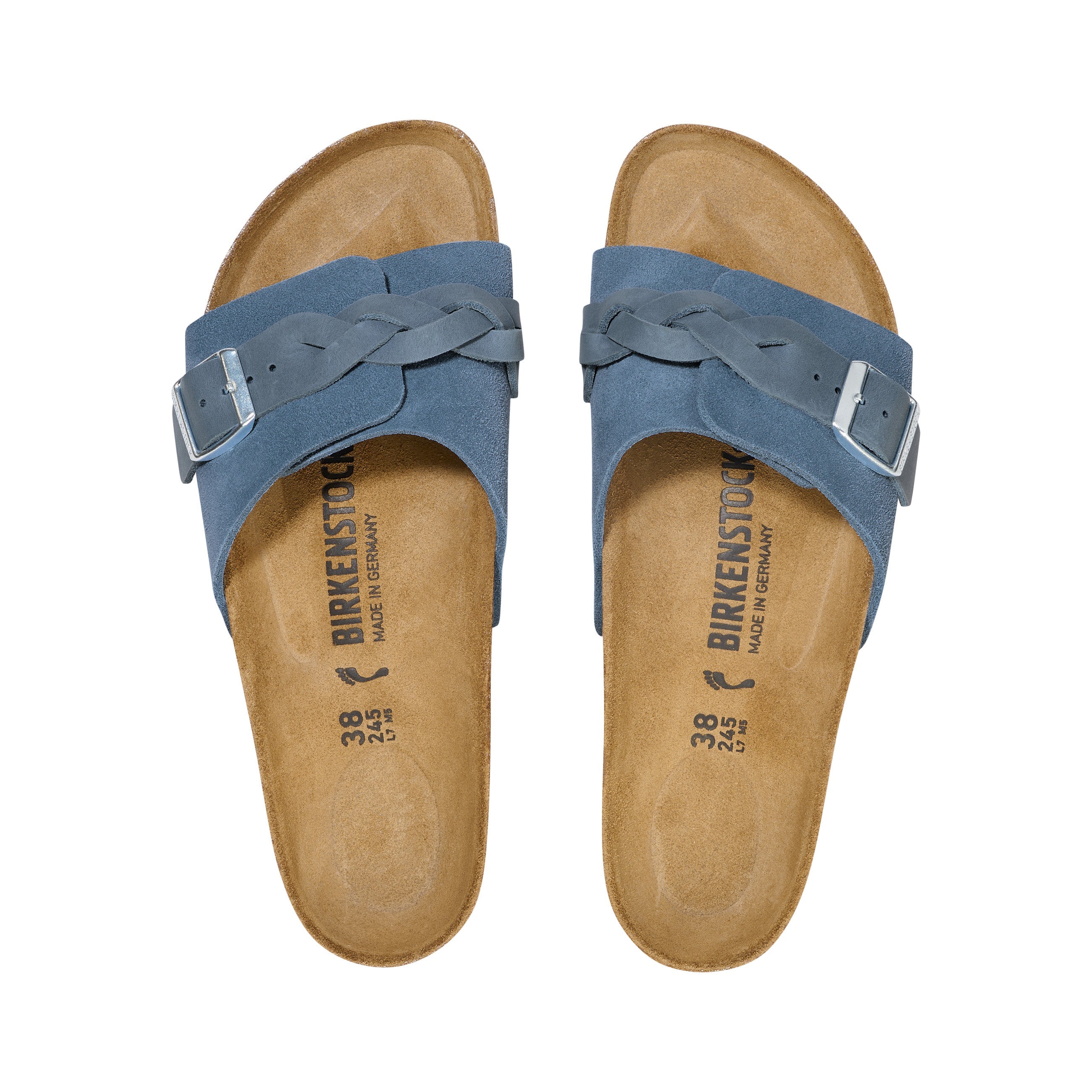 Birkenstock Oita Braided Suede Leather Elemental Blue top view