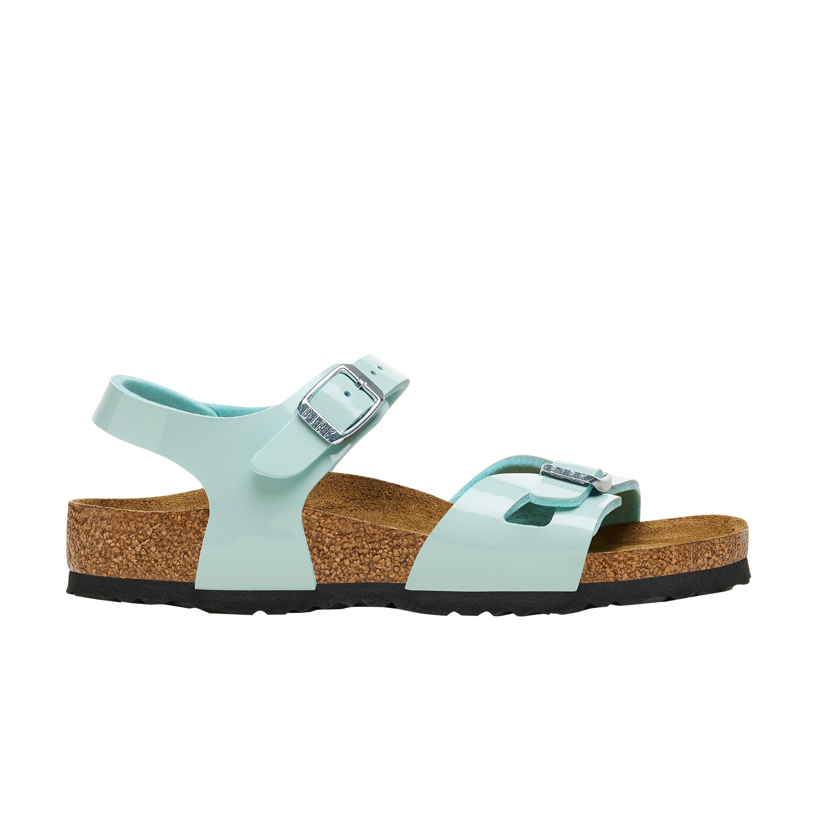 Birkenstock Rio Kids Birko-Flor Patent Patent Surf Green side view