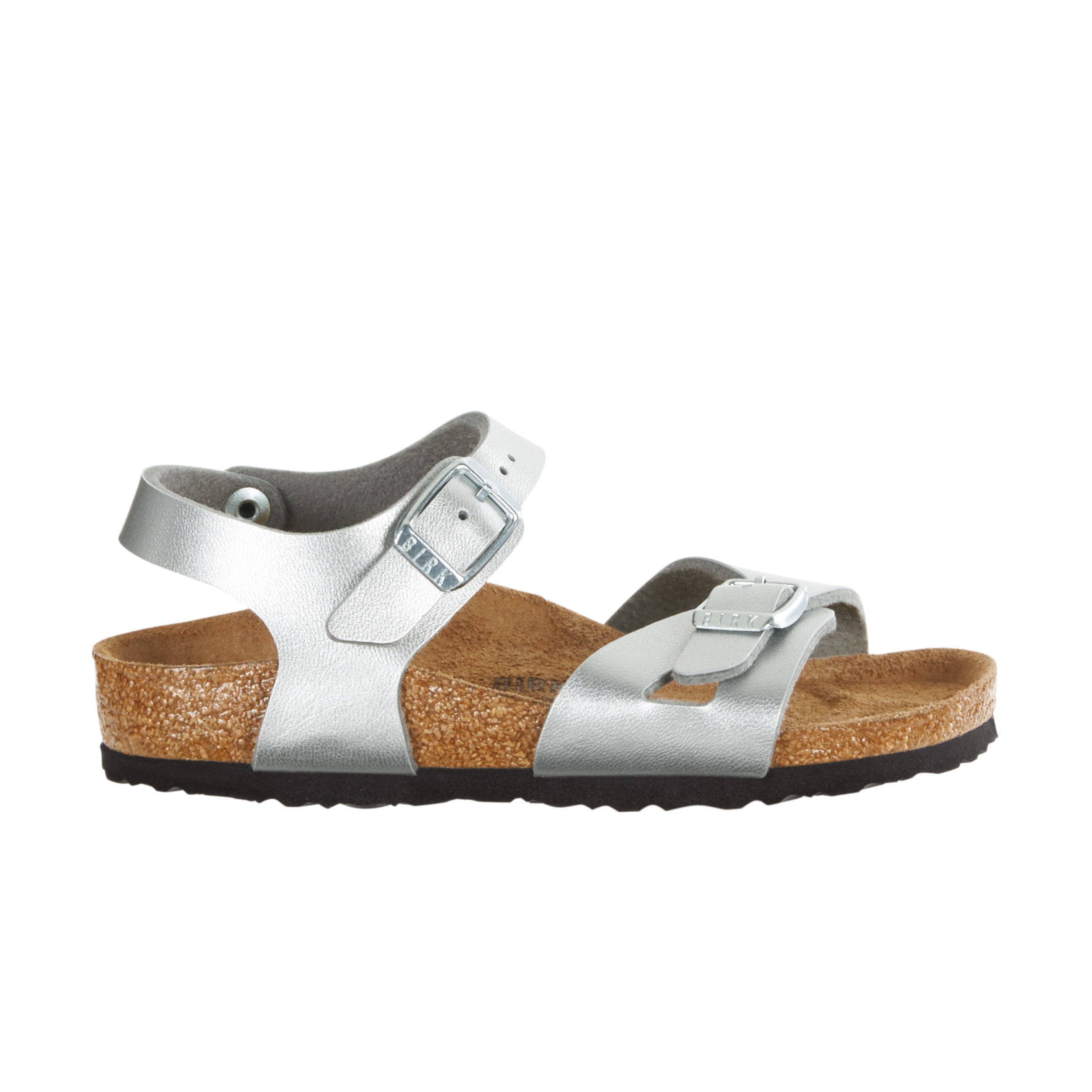 Birkenstock Rio Kids Metallic Silver Birko-Flor side view