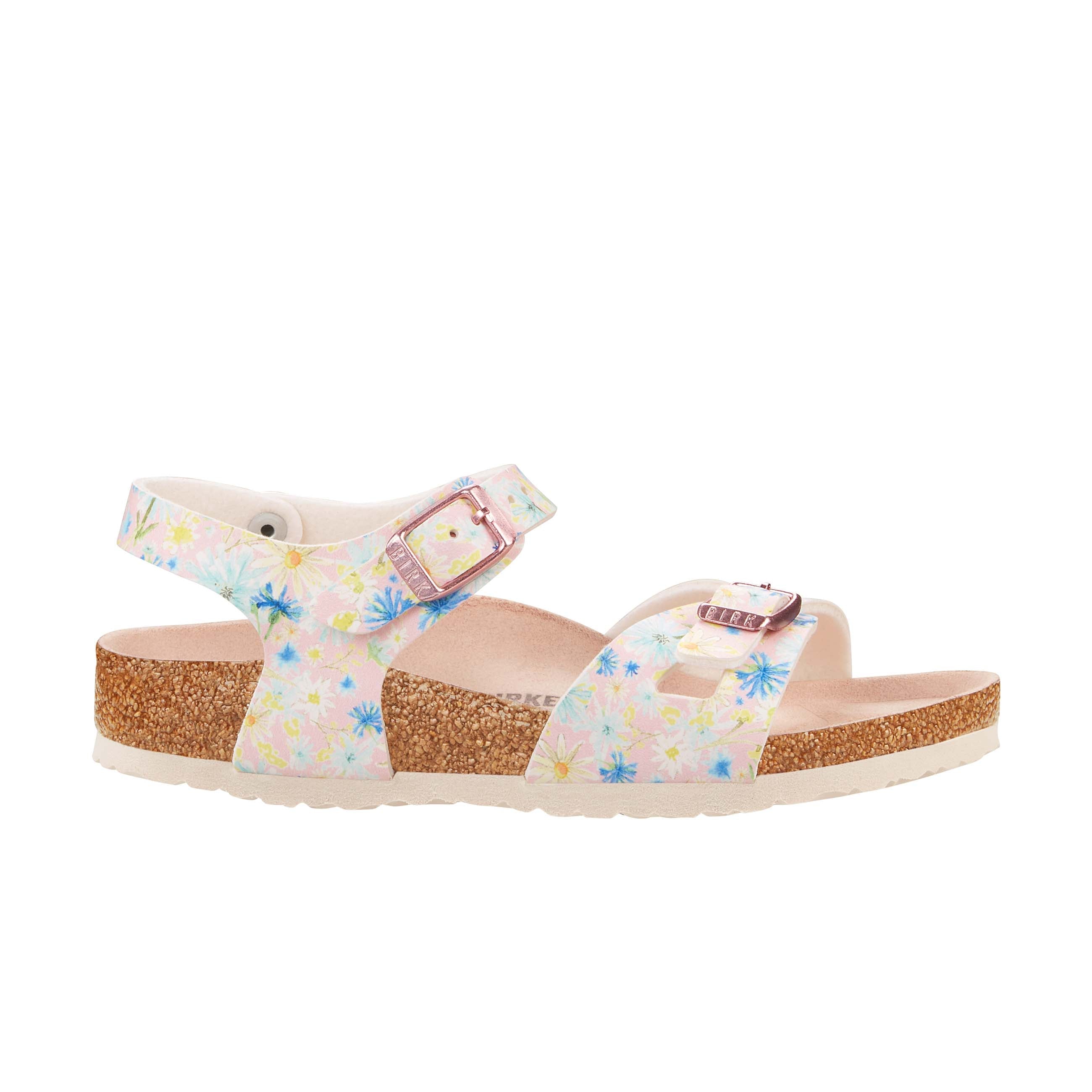 Birkenstock Rio Kids Summer Floral Light Rose Birko-Flor side view