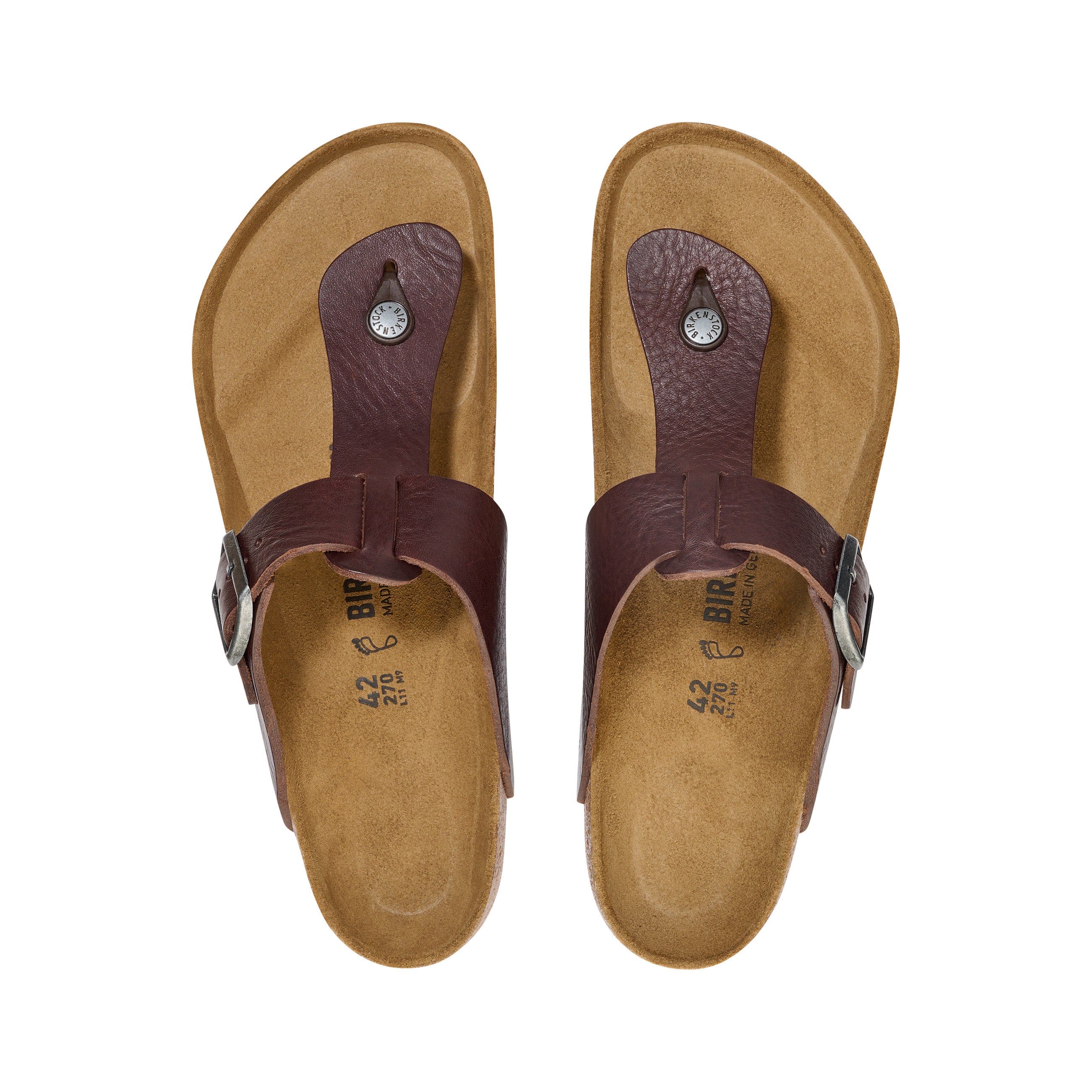 Birkenstock Safaga Vintage Wood Roast Natural Leather top view