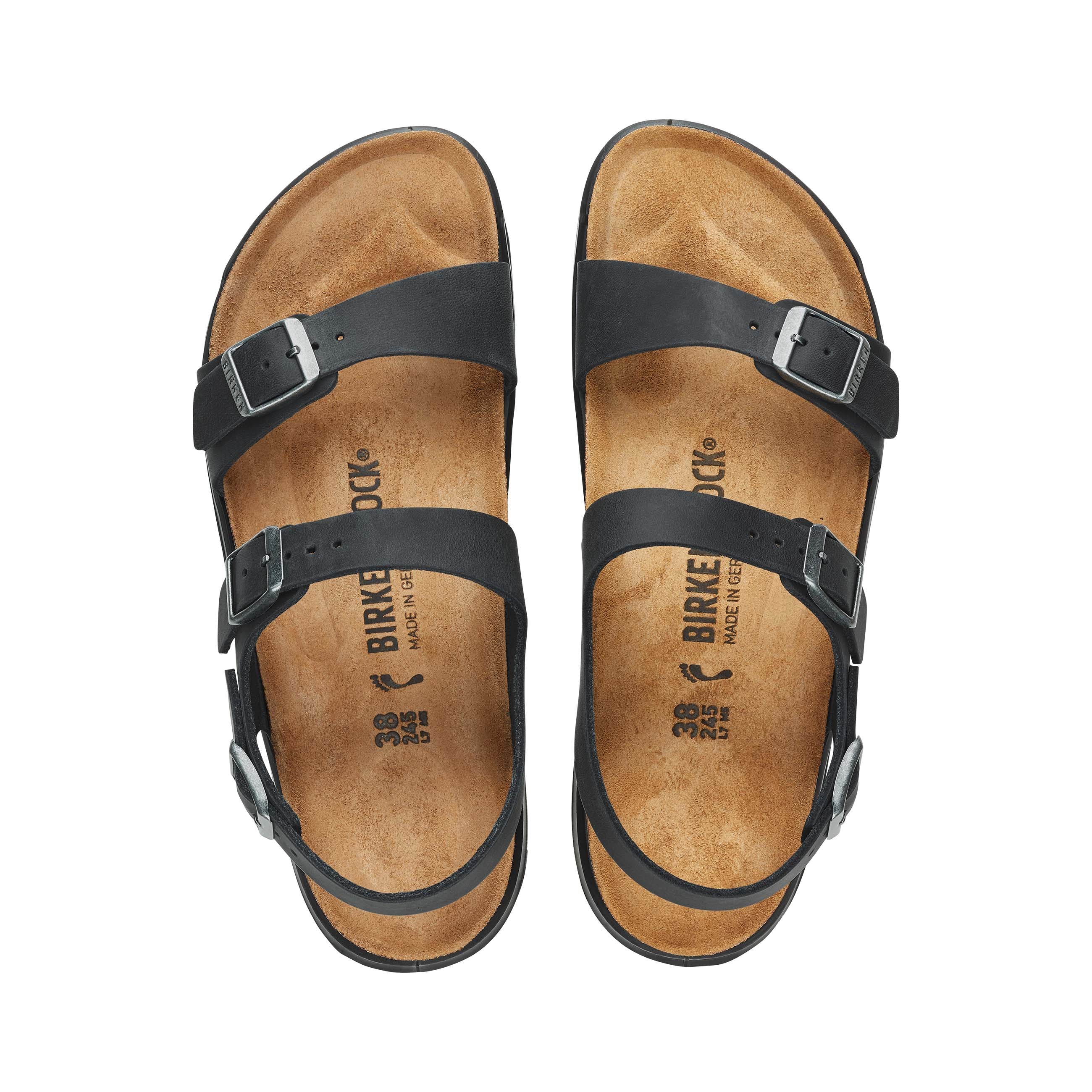 Birkenstock Sonora Cross Town Arctic Black Waxy Leather top view