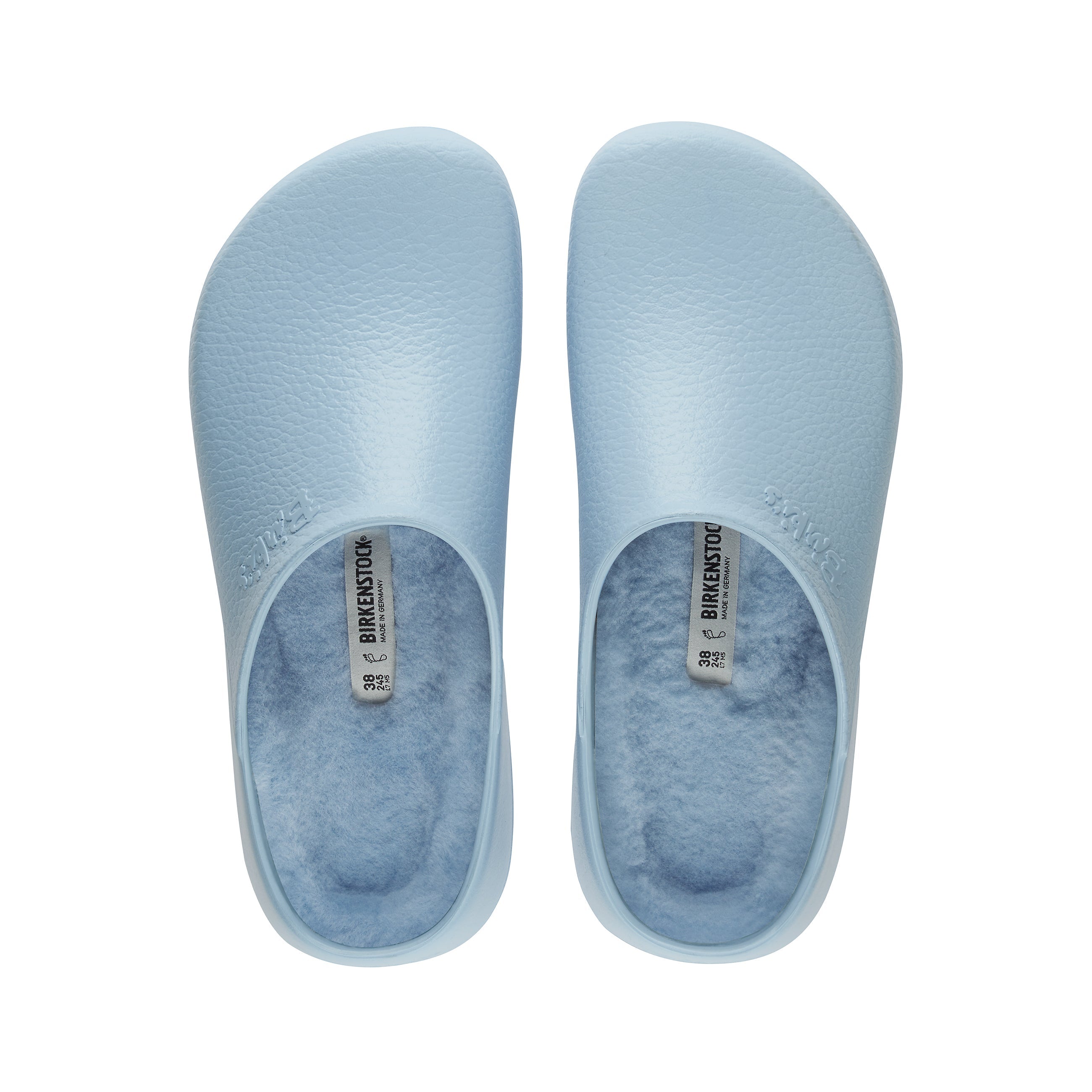 Birkenstock Super Birki Polyurethane Shearling Dusty Blue top view