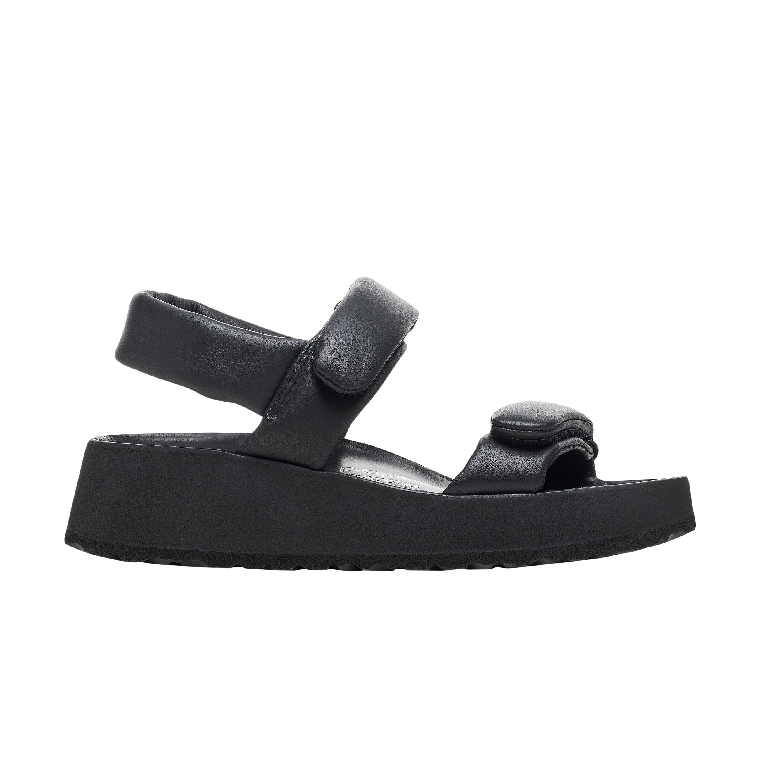 Birkenstock Theda Exquisite Platform Wedge Black Smooth Leather side view