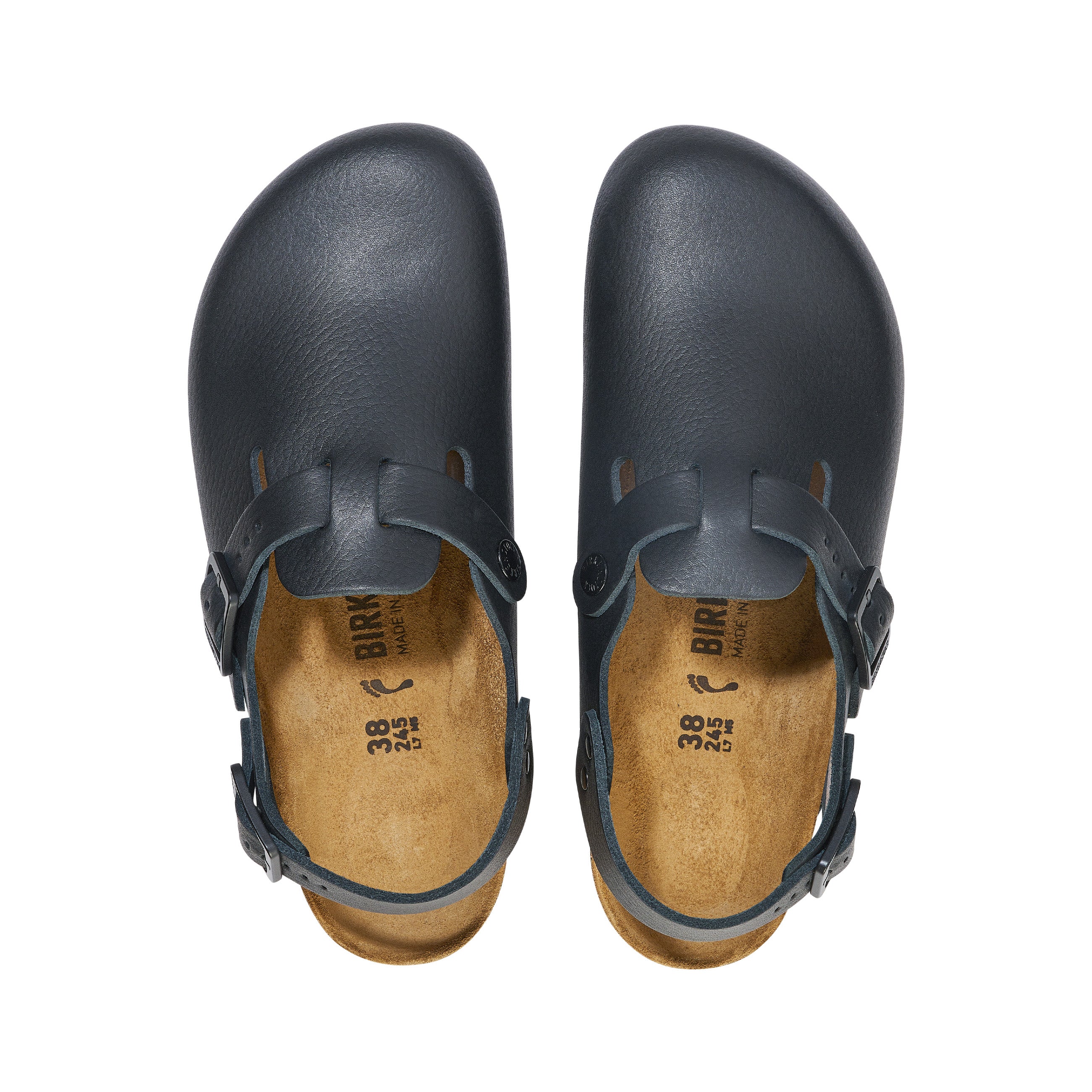 Birkenstock Tokio Pro Black PU Coated Natural Leather top view