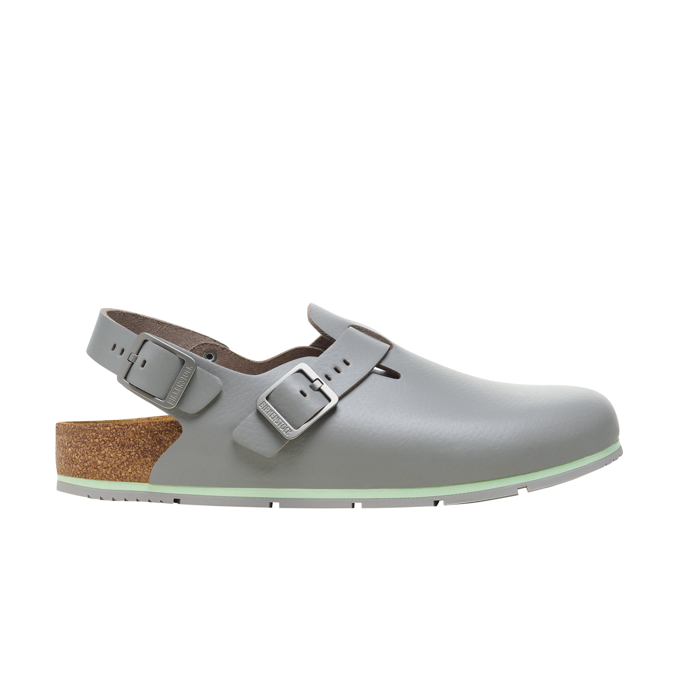 Birkenstock Tokio Pro Grey PU Coated Natural Leather side view