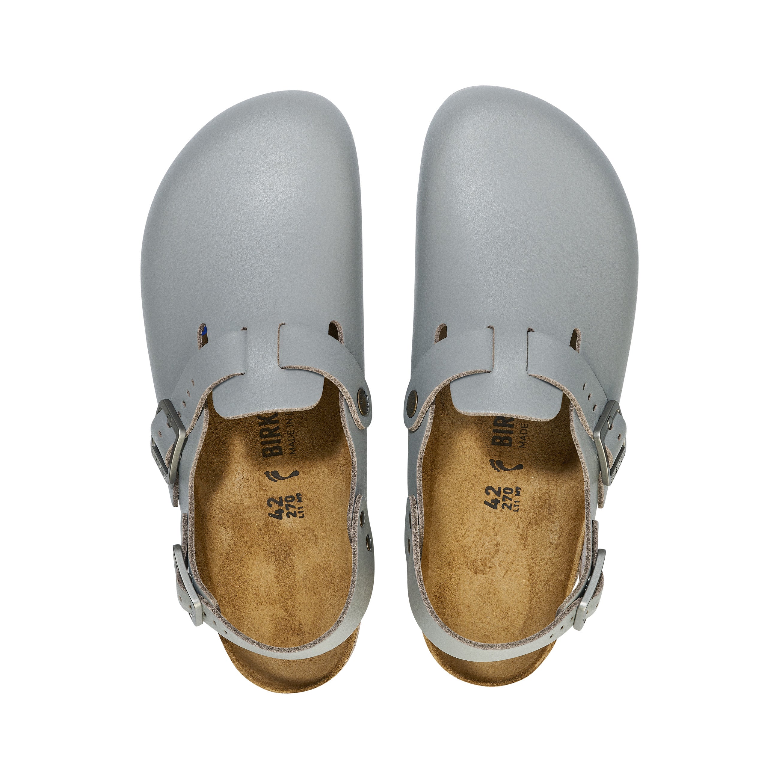 Birkenstock Tokio Pro Grey PU Coated Natural Leather top view