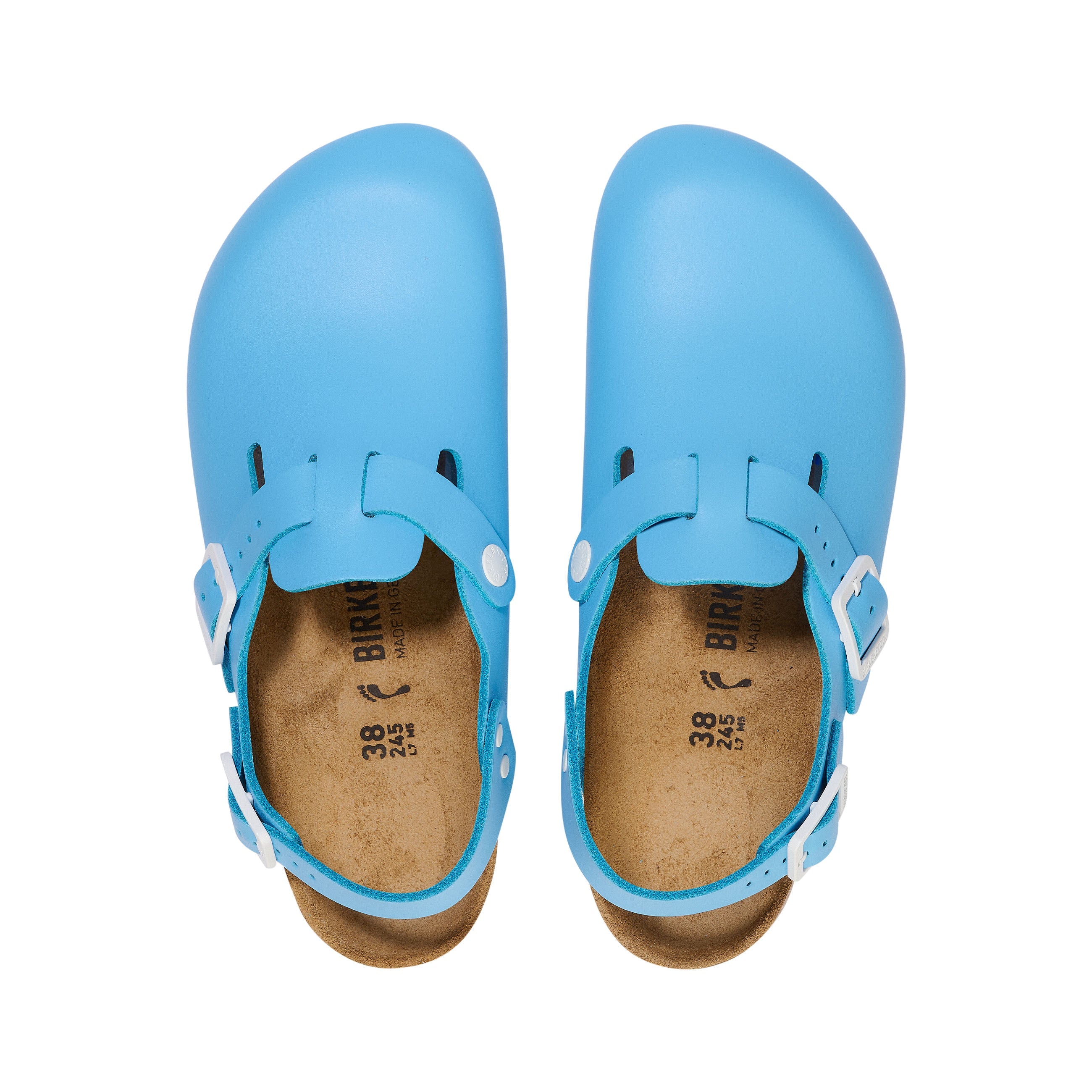 Birkenstock Tokio Pro Sky Blue PU Coated Natural Leather top view