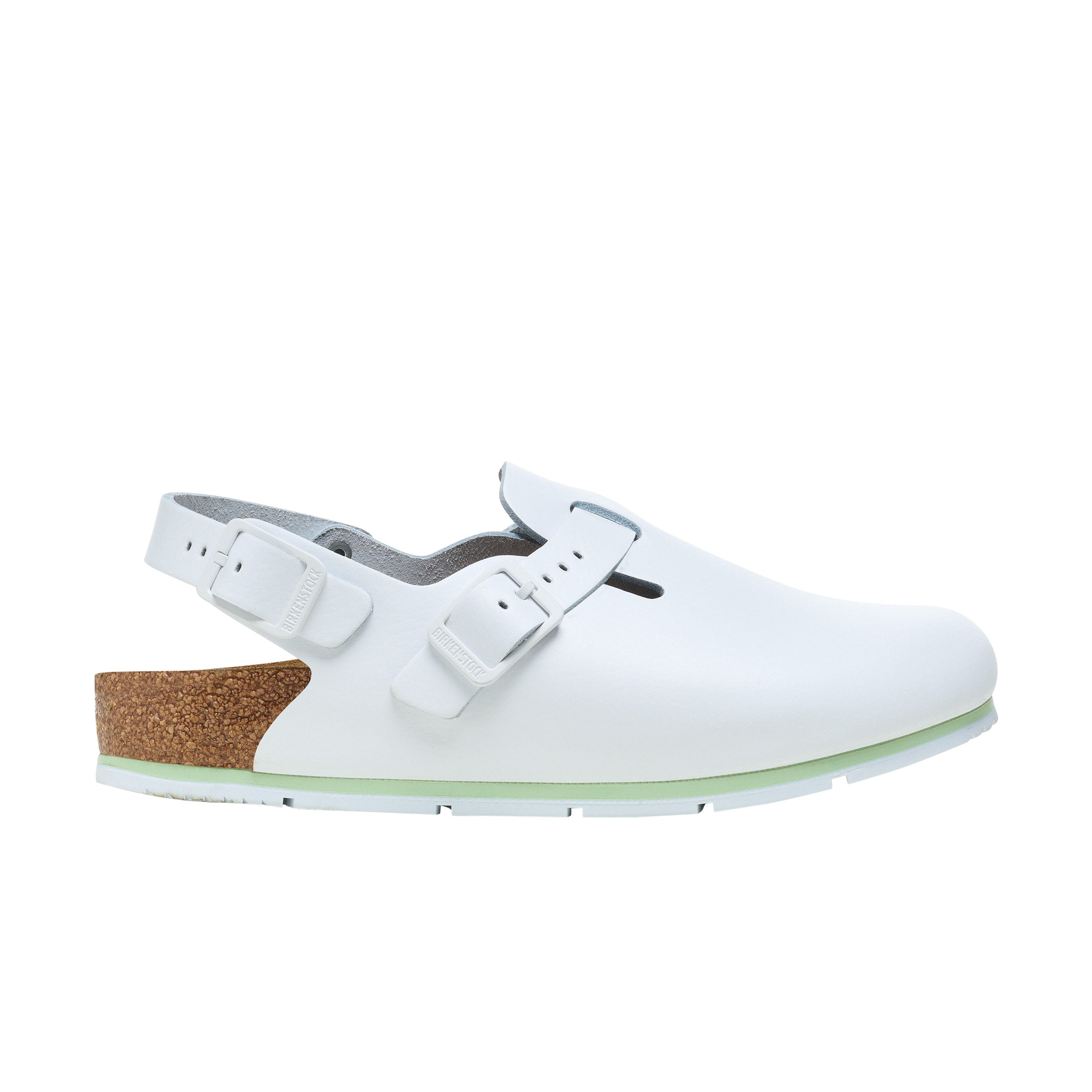 Birkenstock Tokio Pro White PU Coated Natural Leather side view