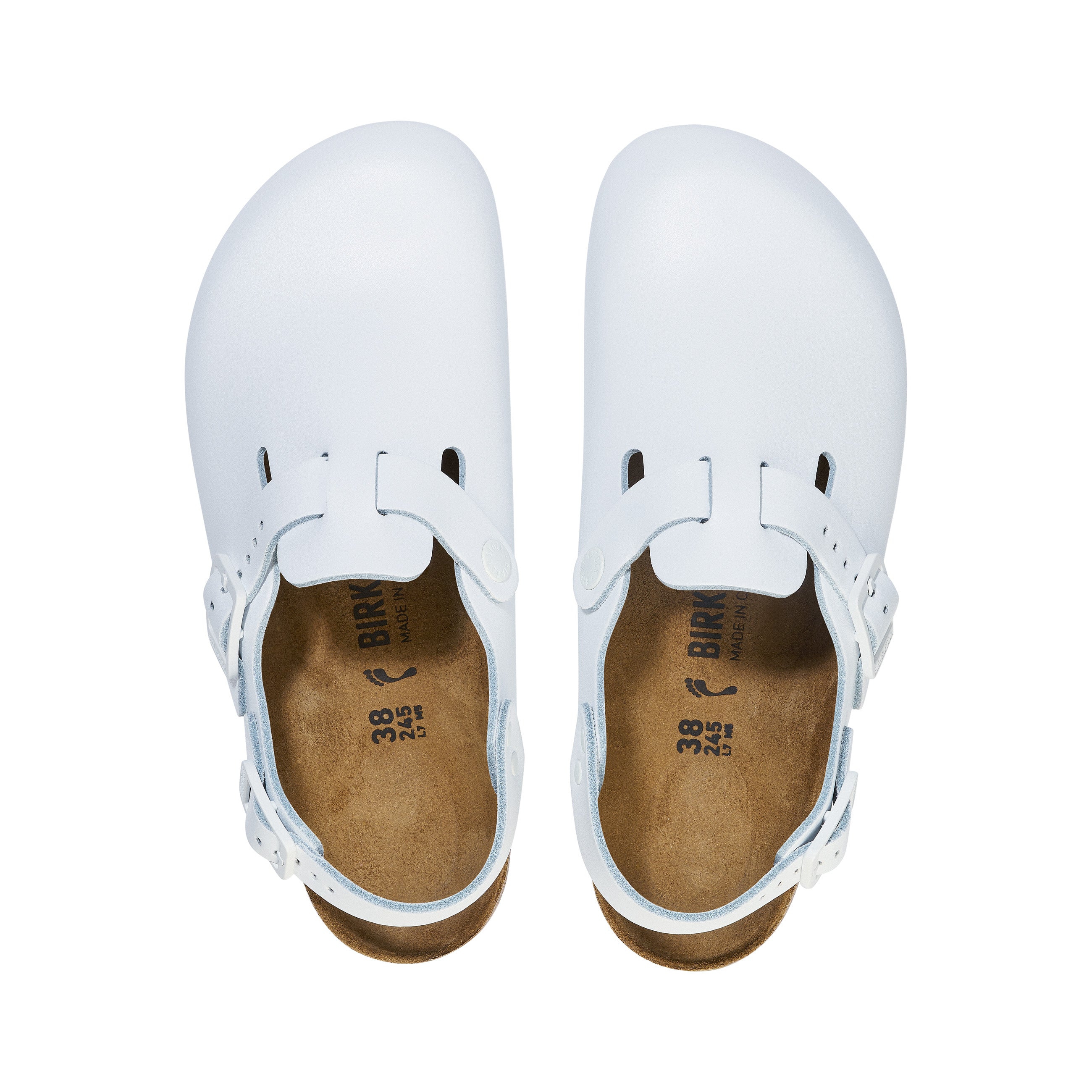 Birkenstock Tokio Pro White PU Coated Natural Leather top view