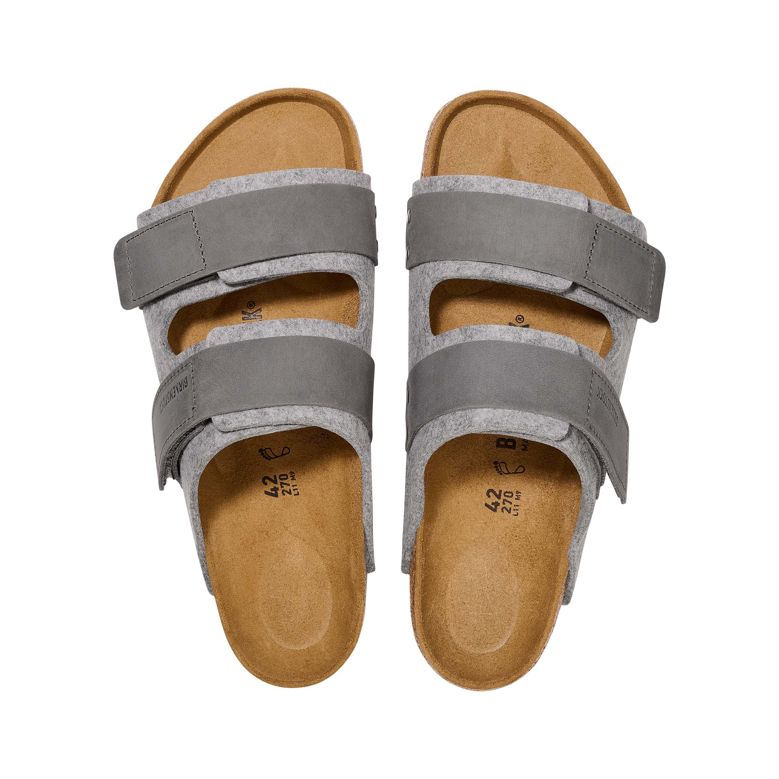 Birkenstock Uji Authentic Felt Light Grey Oiled Leather/Felt top view