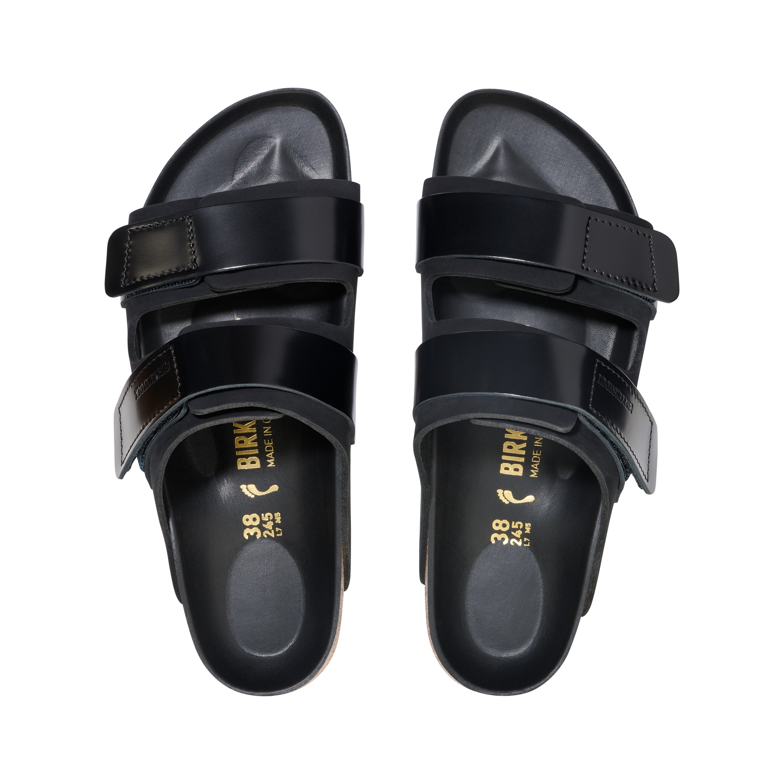 Birkenstock Uji High Shine Black Nubuck Leather top view