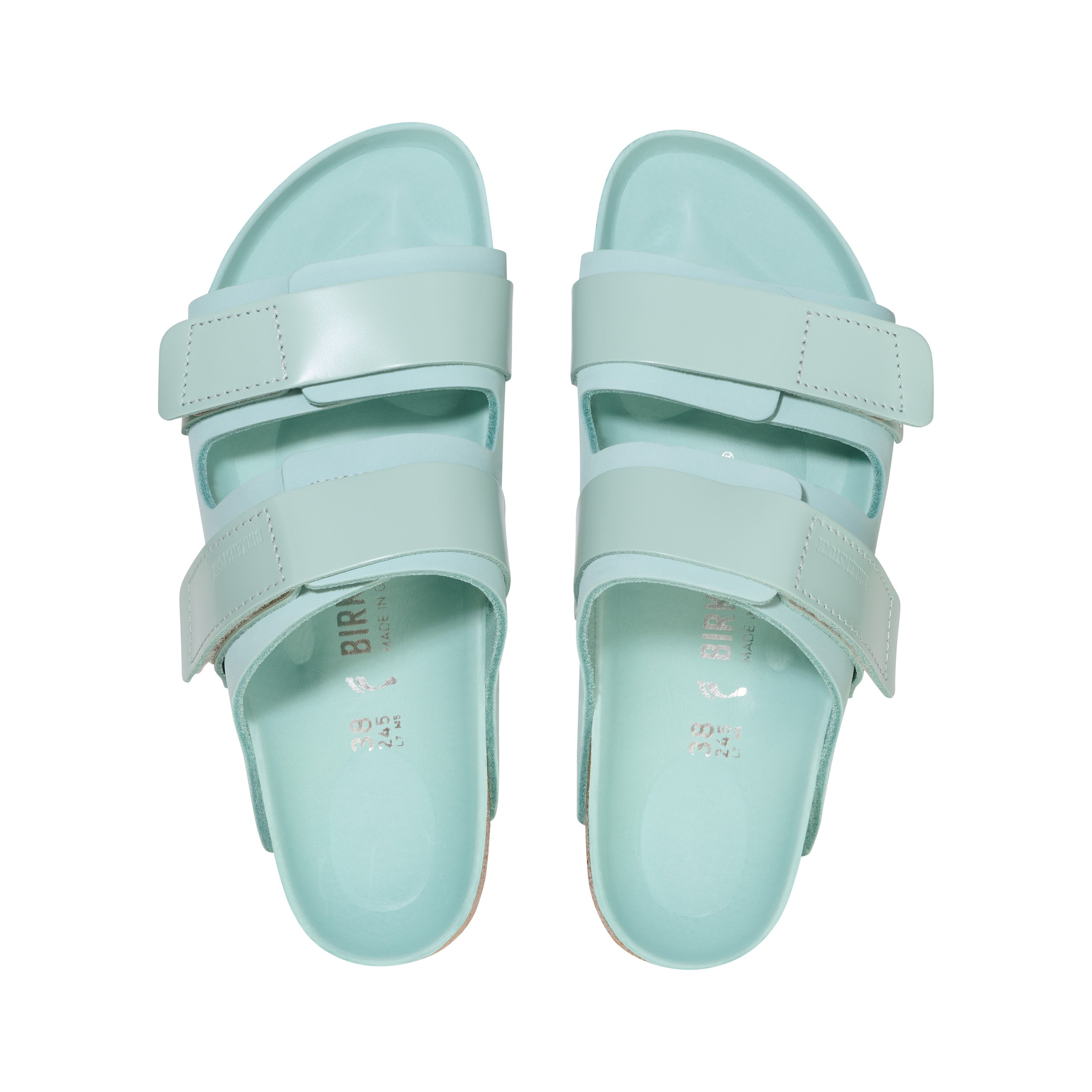 Birkenstock Uji High Shine Surf Green Nubuck Leather top view