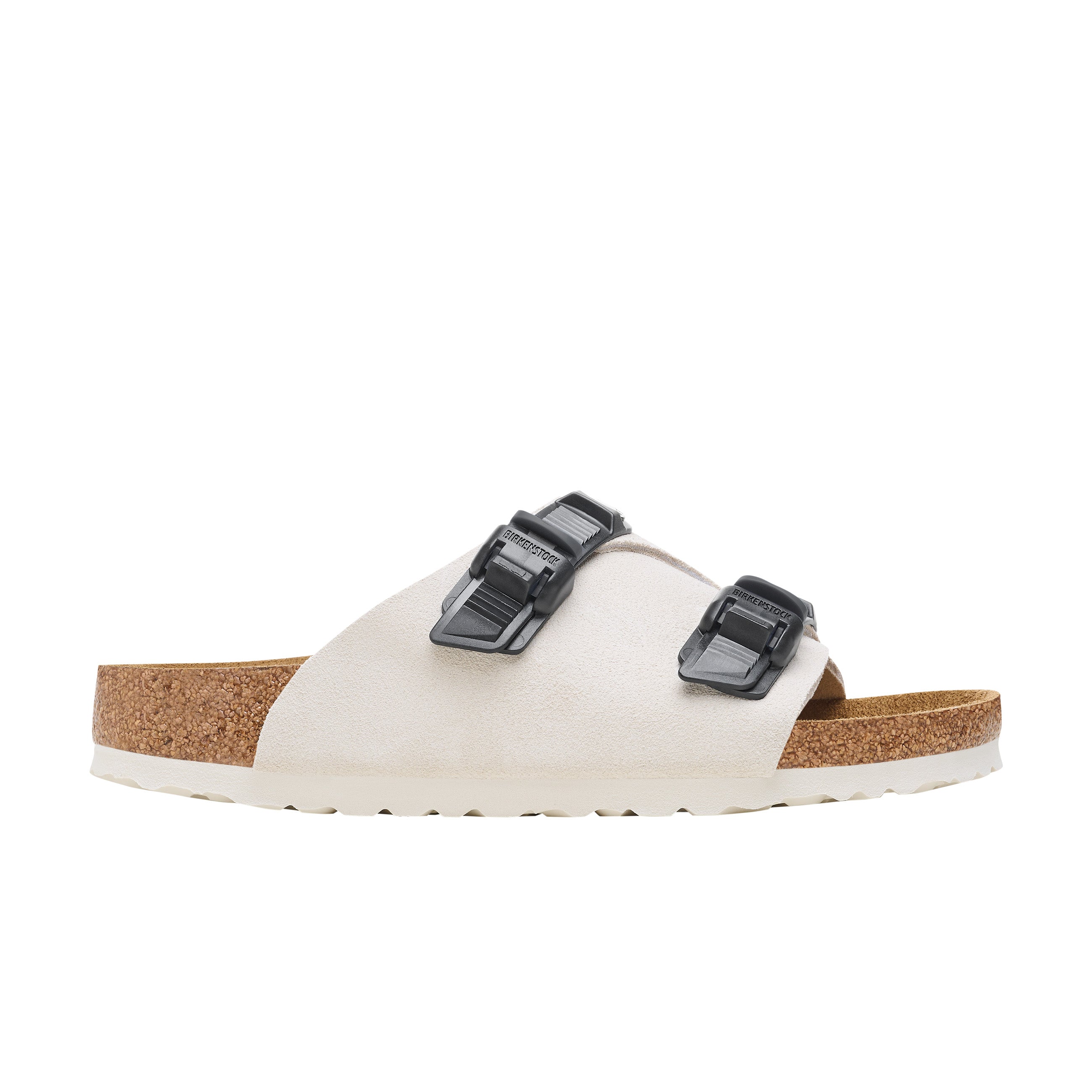 Birkenstock Zurich Tech Antique White Suede Leather side view